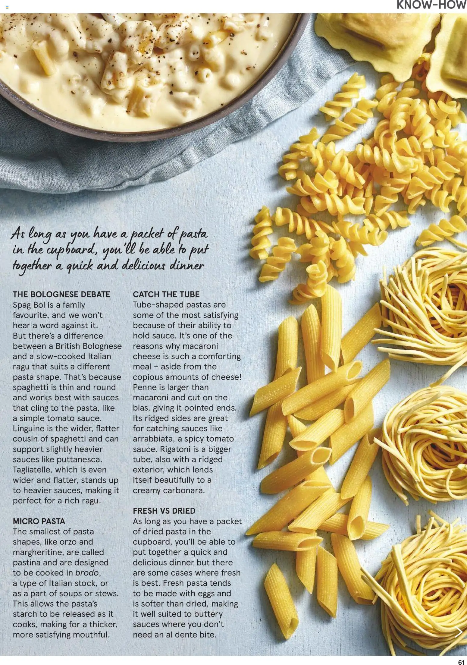 {H1} | Page: 61 | Products: Spaghetti, Cheese, Eggs, Pasta