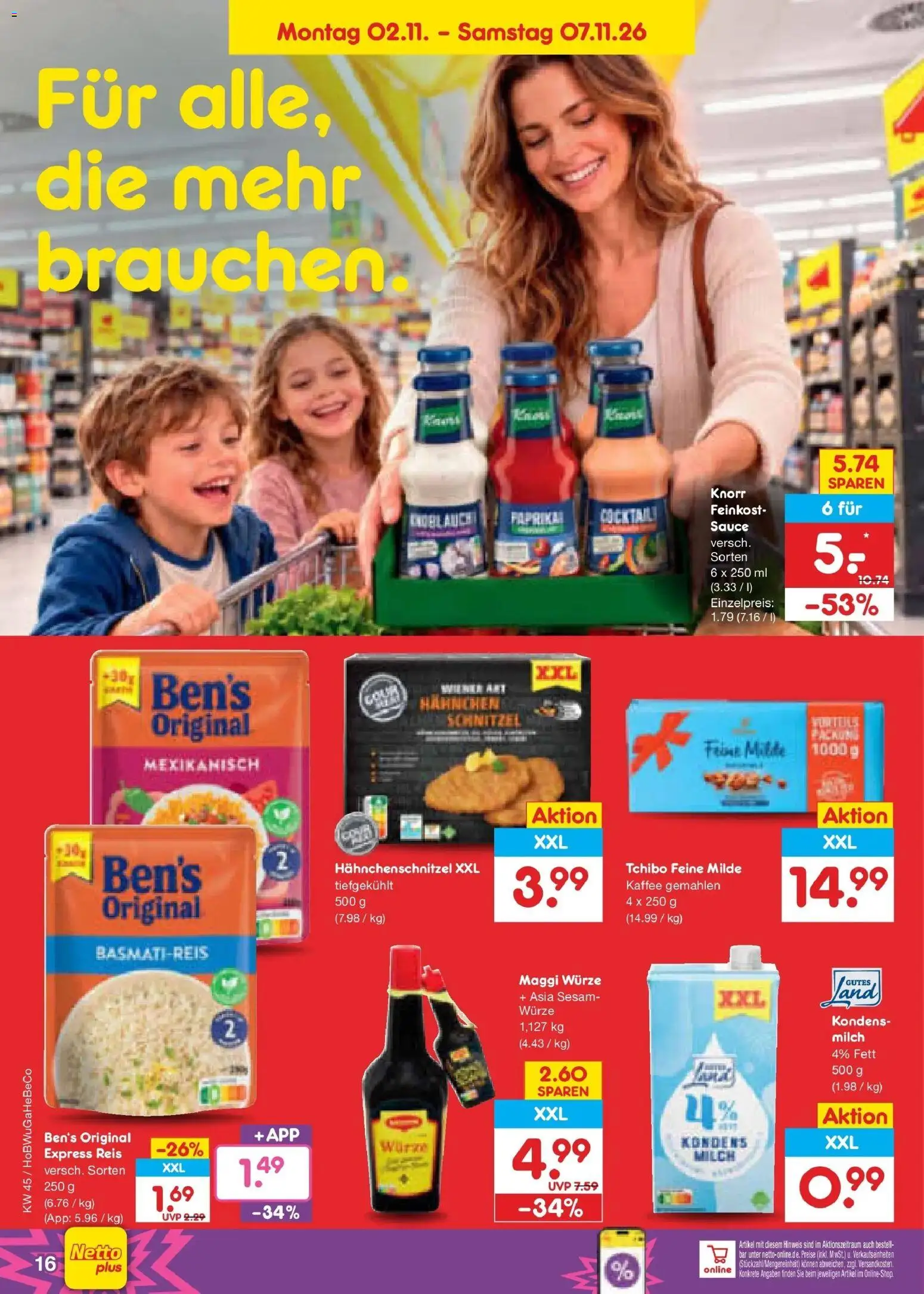 Netto Marken-Discount Prospekt Rostock (ab 02.11.2026) » Angebote | Seite: 30 | Produkte: Hahnchen, Maggi, Schnitzel, Reis