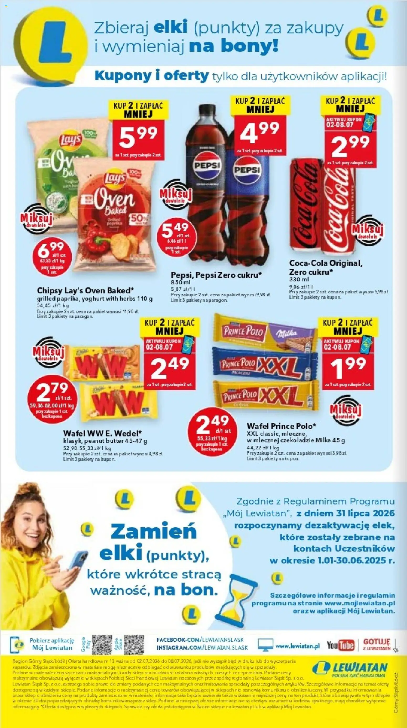 Lewiatan gazetka - Katowice od 02.07.2026 | Strona: 8 | Produkty: Chipsy, Coca cola, Milka, Lays