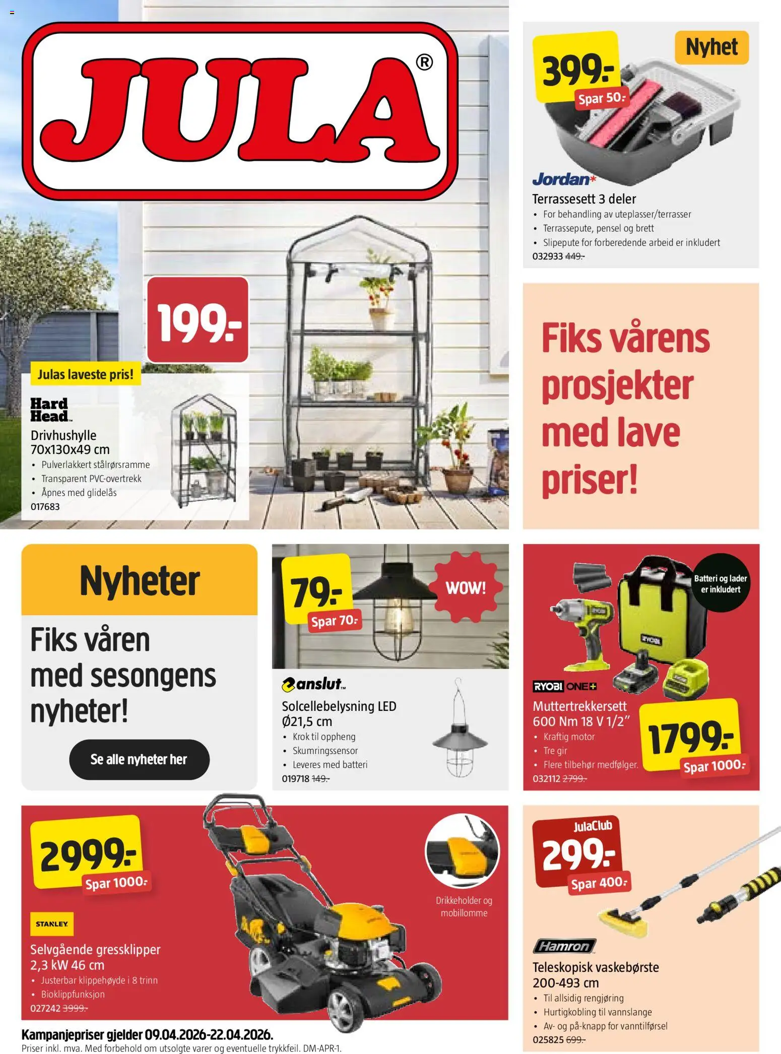 {H1} | Side: 1 | Produkter: Dartpilar, Gressklipper, Batteri
