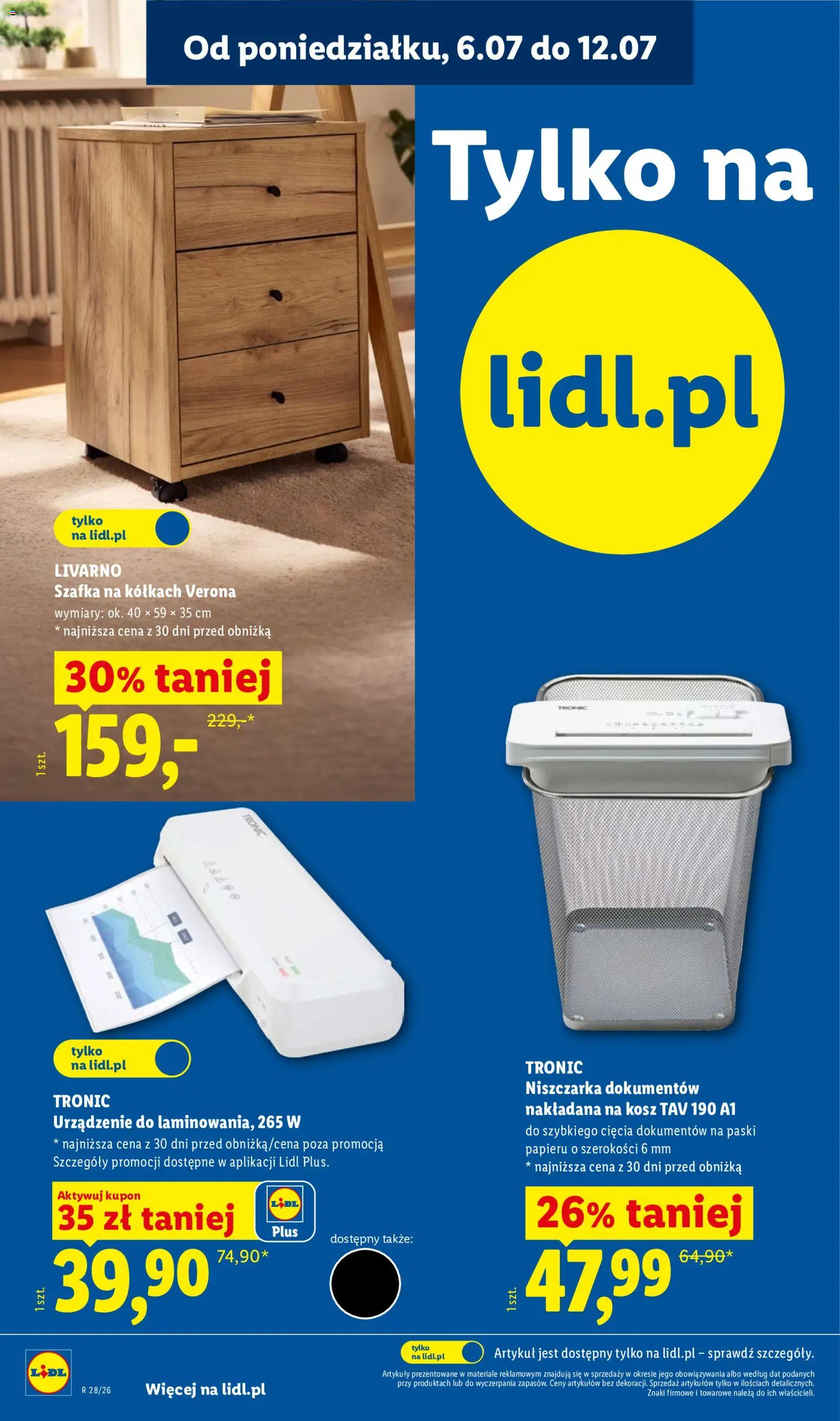 Lidl Katalog od 06.07.2026 | Strona: 8 | Produkty: Laminator, Niszczarka, Kosz