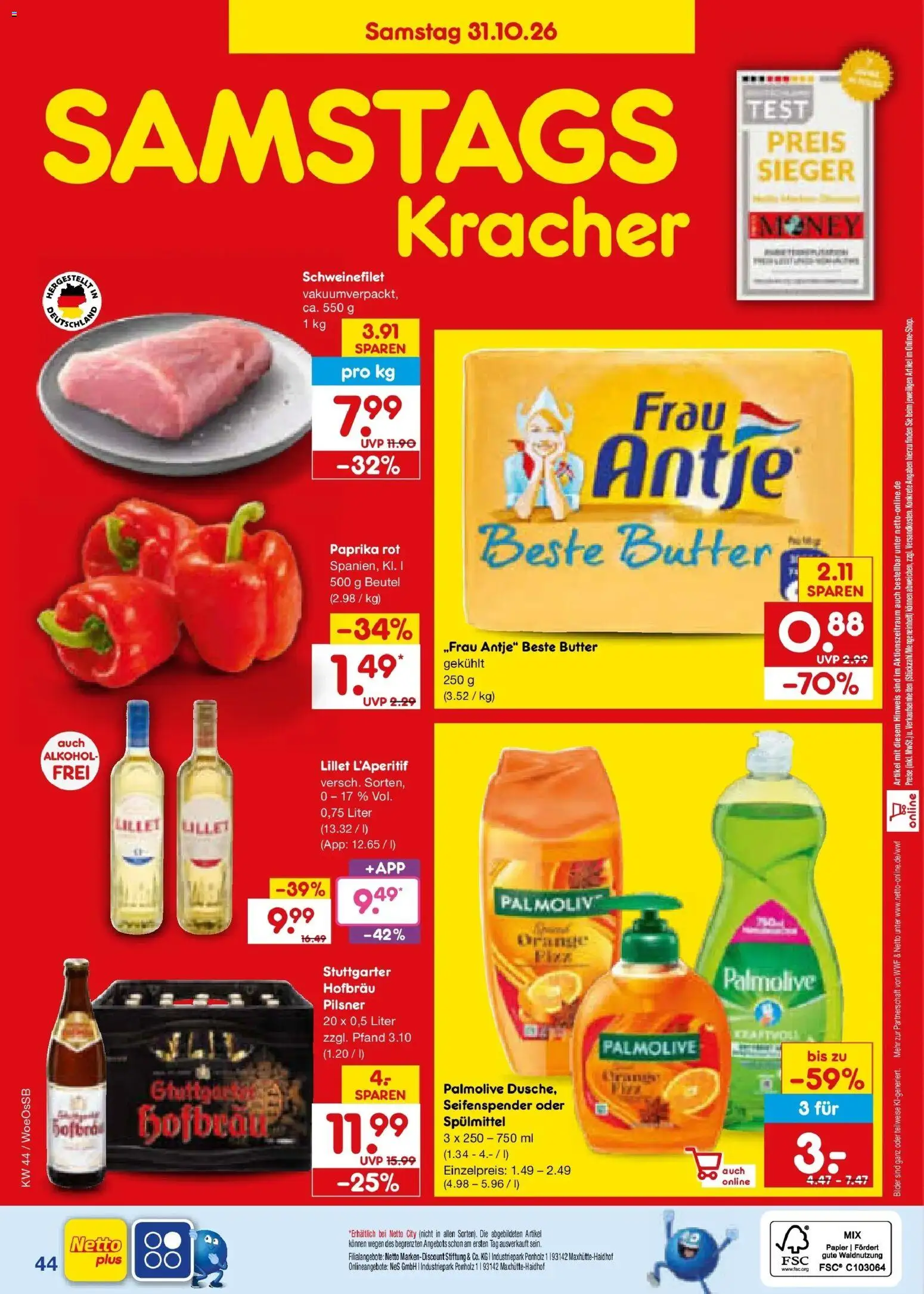 Netto Marken-Discount Prospekt Gemmingen – gültig ab 26.10.2026 | Seite: 62 | Produkte: Paprika rot, Seifenspender, Schweinefilet, Paprika