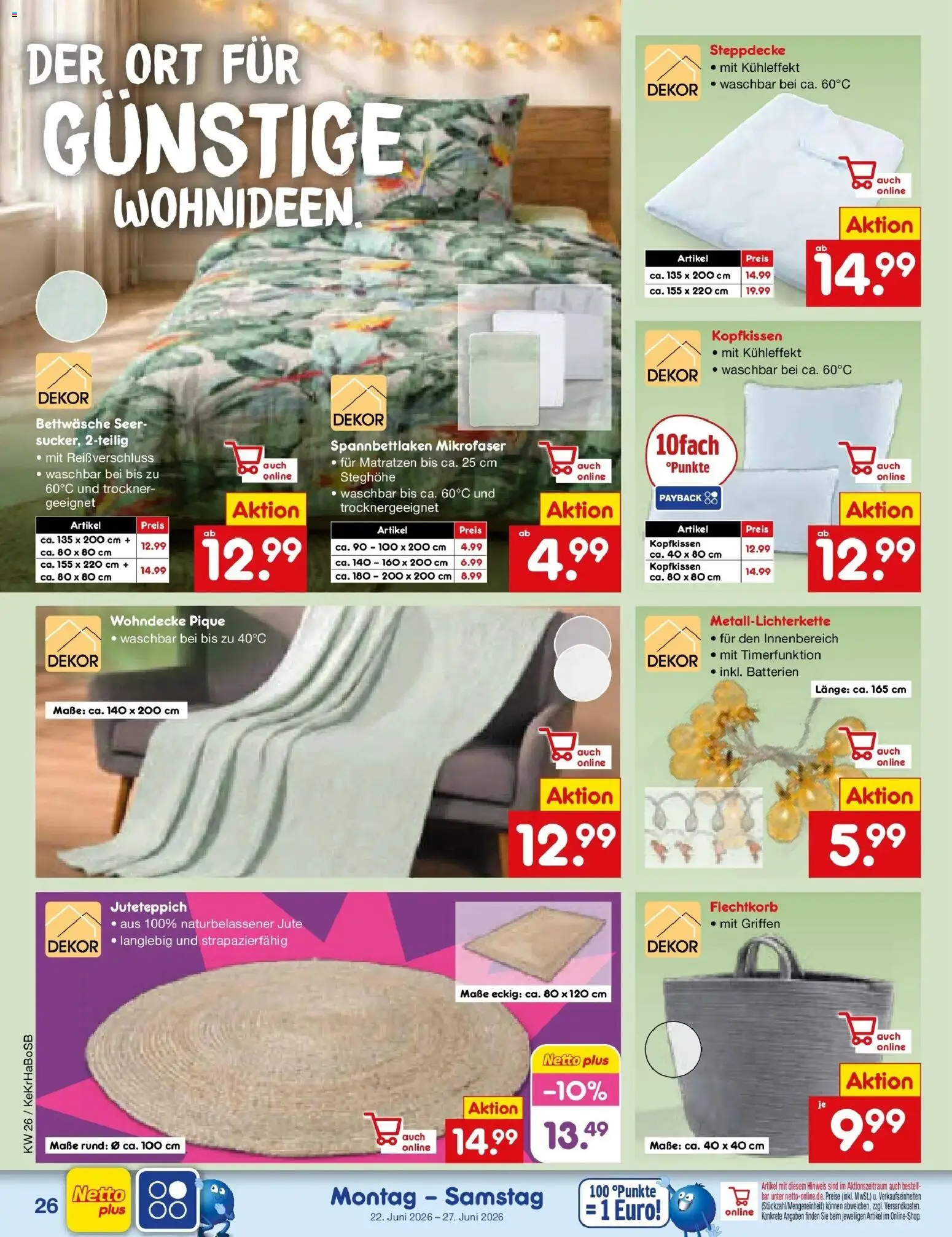 Netto Marken-Discount Prospekt Wuppertal – gültig ab 21.06.2026 | Seite: 38 | Produkte: Trockner, Batterien, Bettwäsche, Kopfkissen
