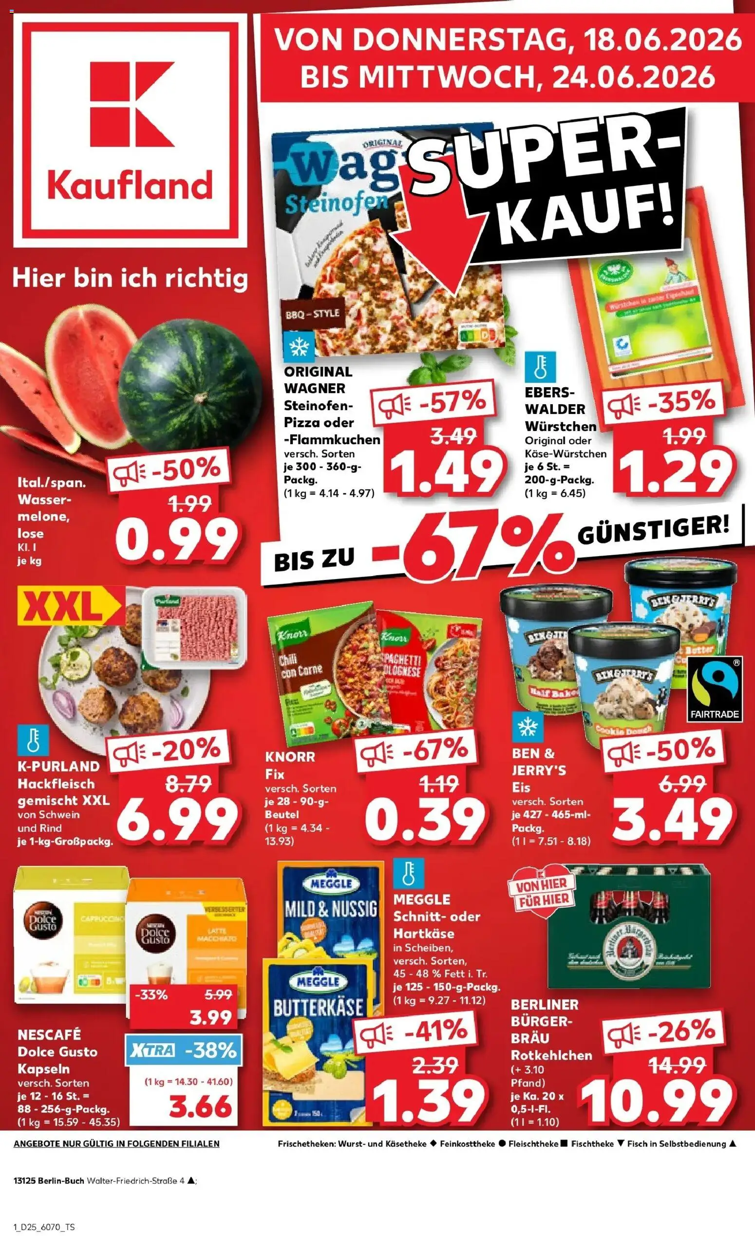 Kaufland Prospekt Berlin – gültig ab 15.06.2026 | Seite: 12 | Produkte: Burger, Fisch, Chili, Eis