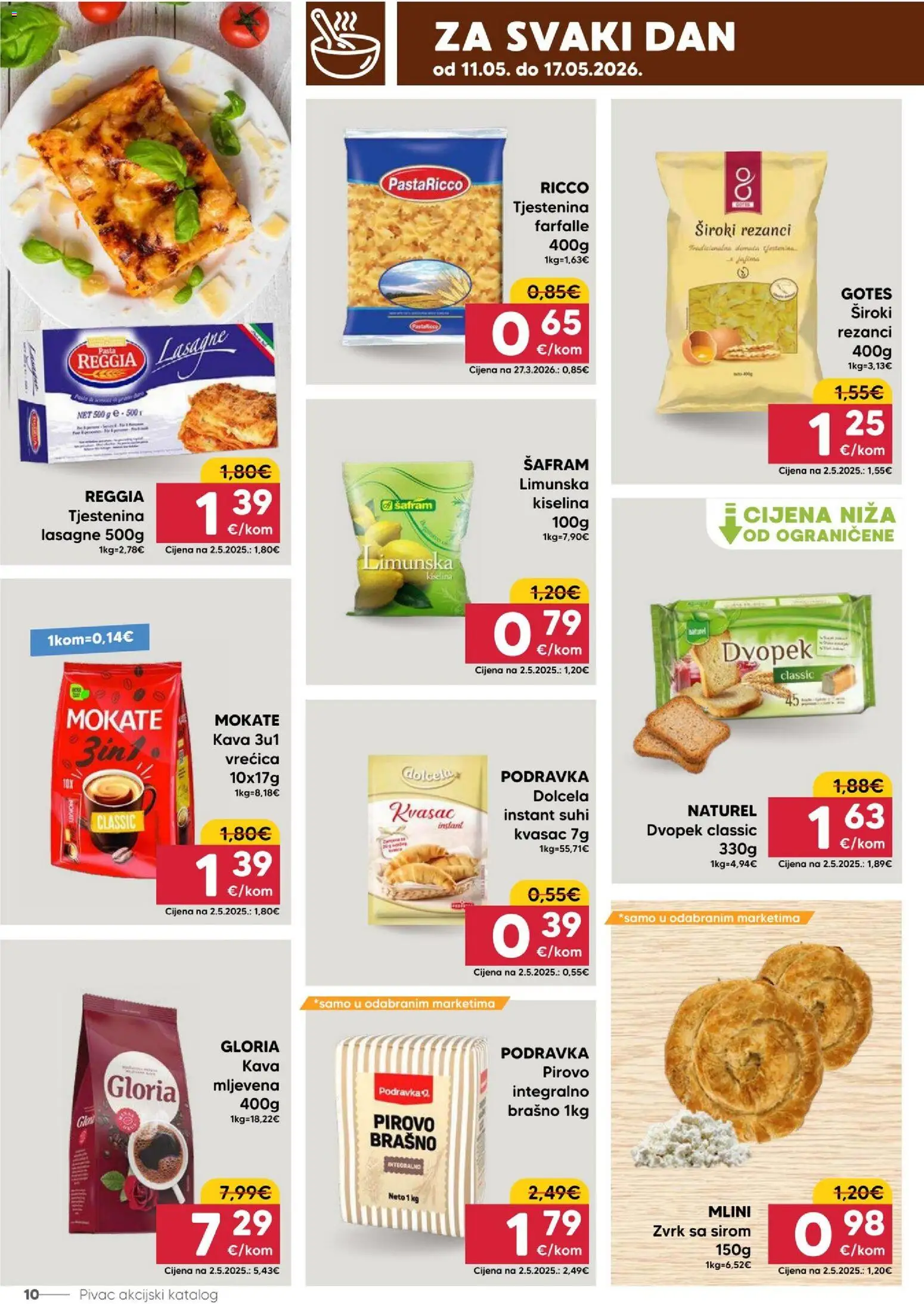 Pivac katalog | vrijedi od 11.05.2026 | Stranica: 10 | Proizvodi: Lasagne, Rezanci, Dvopek, Brašno