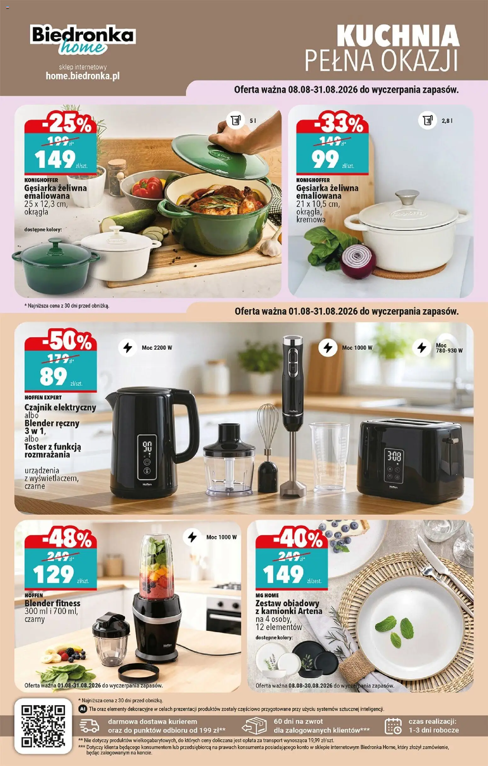 Biedronka gazetka - Hity i inspiracje od 10.08.2026 | Strona: 40 | Produkty: Czajnik elektryczny, Blender ręczny, Hoffen blender, Toster