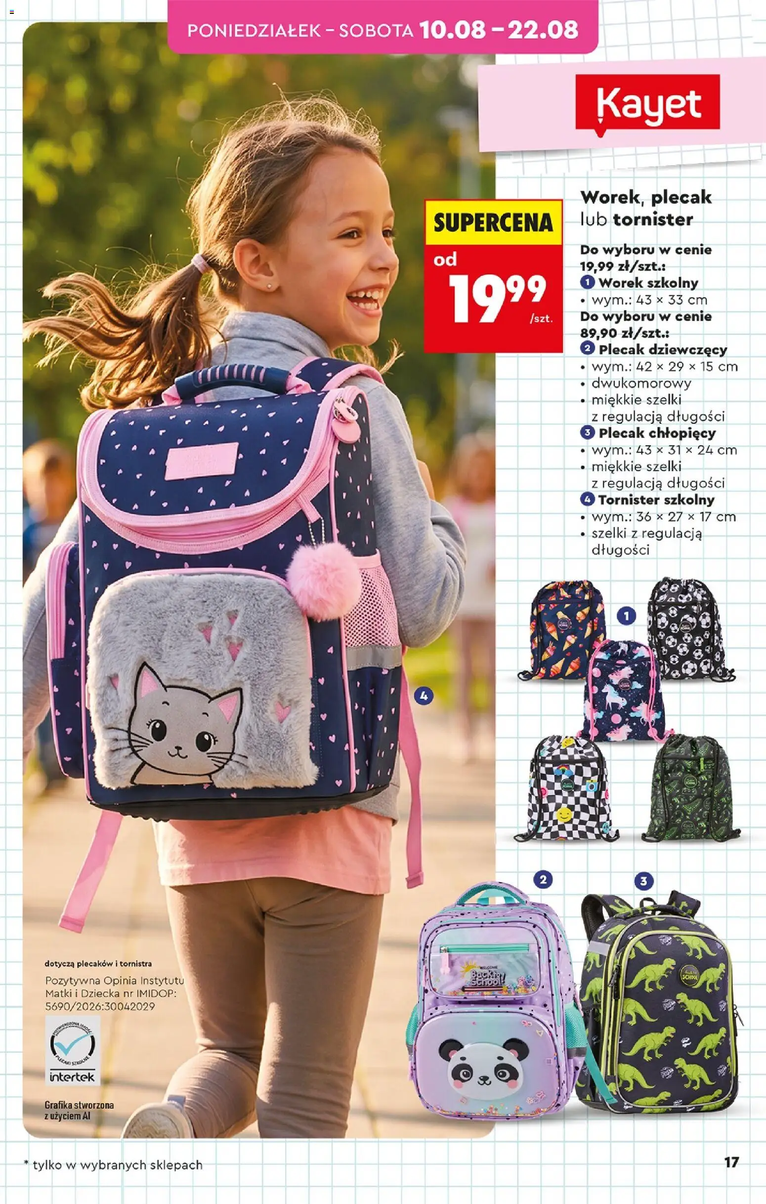 Biedronka gazetka - Hity i inspiracje od 10.08.2026 | Strona: 17 | Produkty: Plecak
