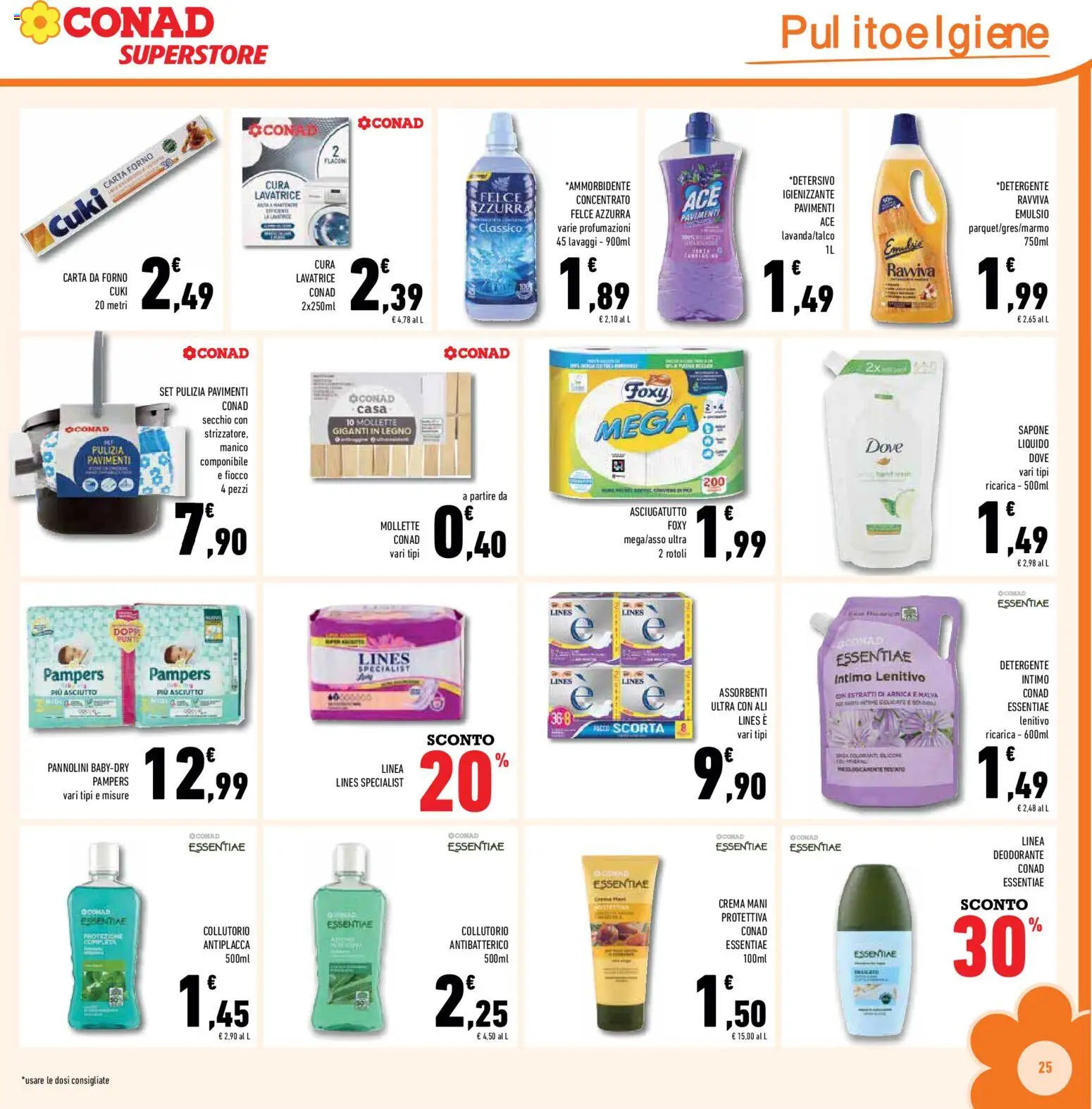 Volantino Conad del 21/10/2026 | Pagina: 25 | Prodotti: Sapone, Ammorbidente, Pampers, Forno