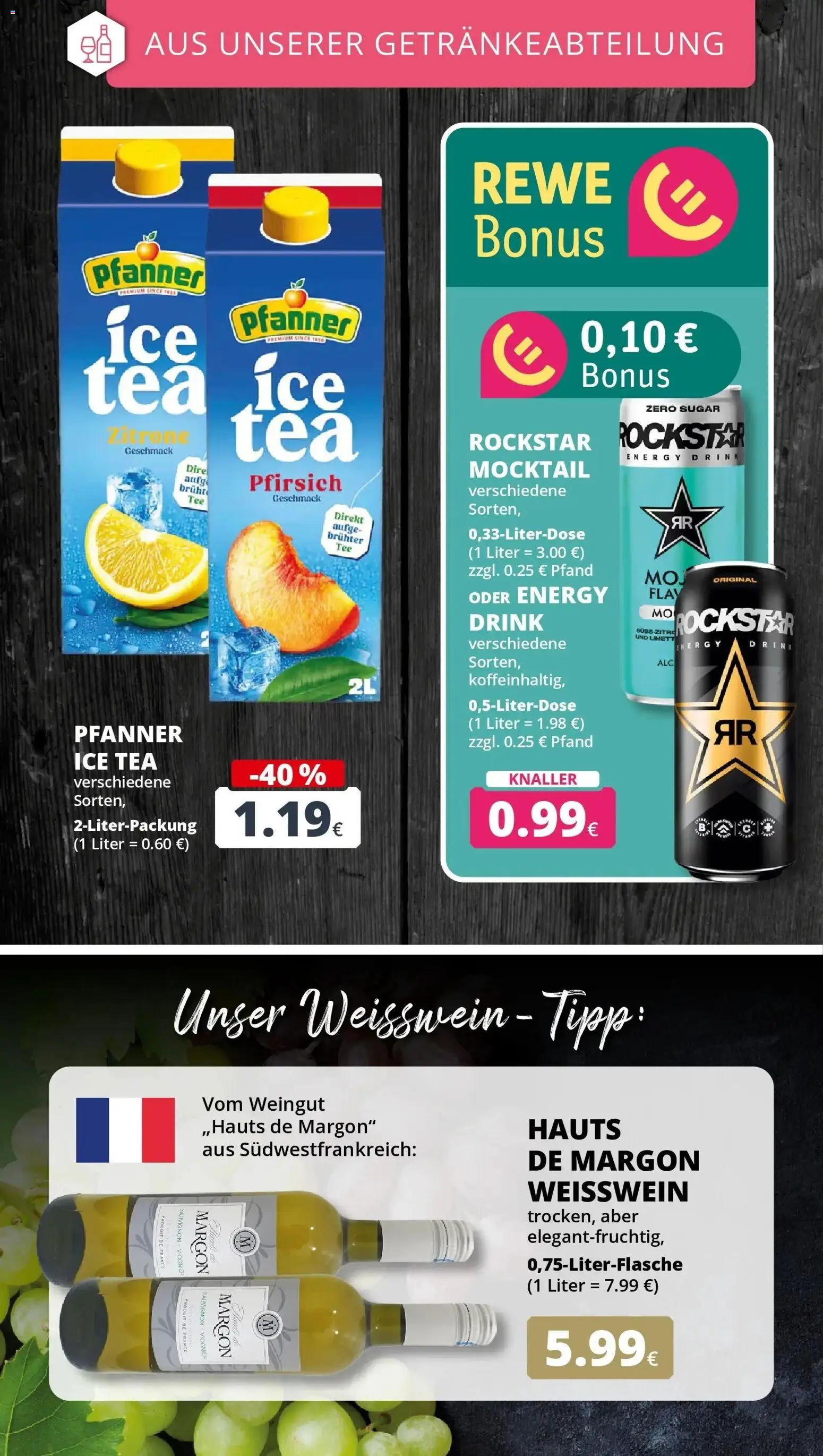 Rewe Prospekt Bergheim – gültig ab 06.07.2026 | Seite: 21 | Produkte: Energy, Weißwein, Rockstar, Pfirsich