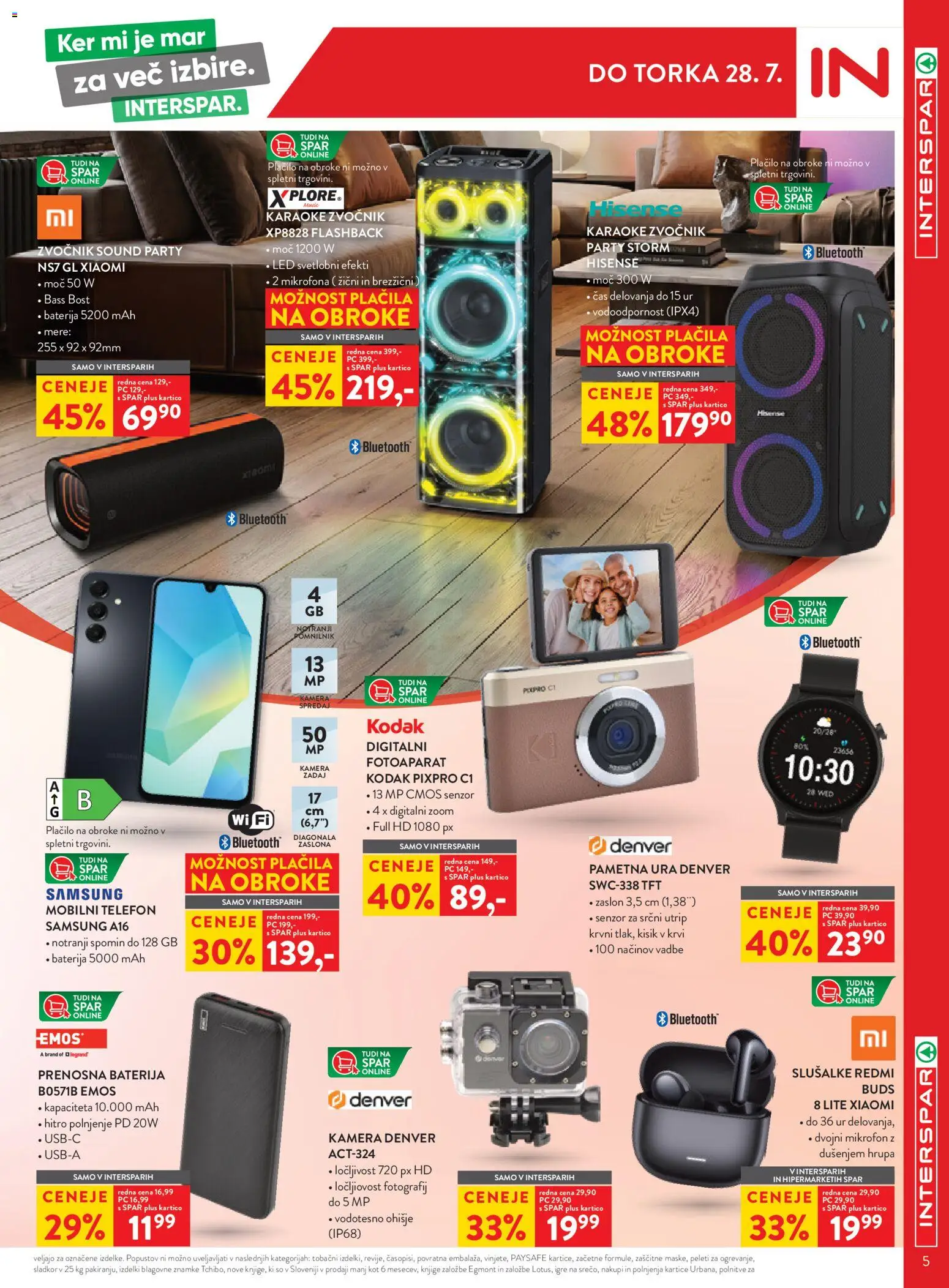 Novi Spar katalog ponudbe – veljaven od 15.07.2026 | Stran: 5 | Izdelki: Ura, Kamera, Mikrofon, Karaoke