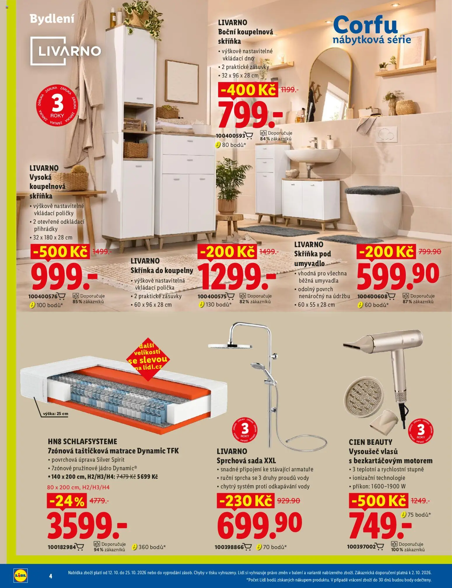 Lidl magazín od 12.10.2026 | Strana: 4 | Produkty: Polička, Vysoušeč vlasů, Matrace, Skříňka