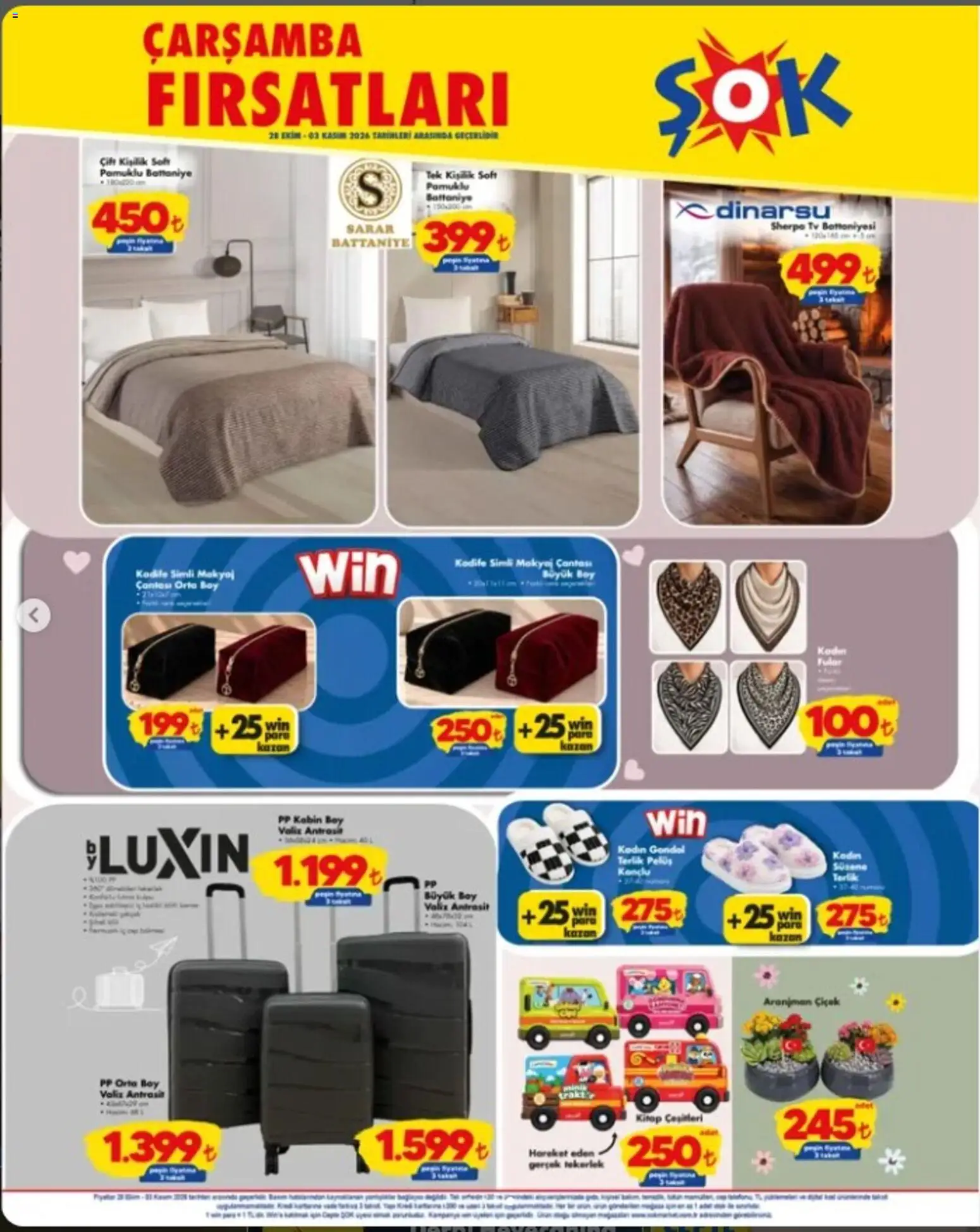 Şok Market Katalog - 28 Ekim 2026 tarihinden itibaren geçerlidir | Sayfa: 5 | Ürünler: Battaniye, Makyaj çantası, Terlik, TV
