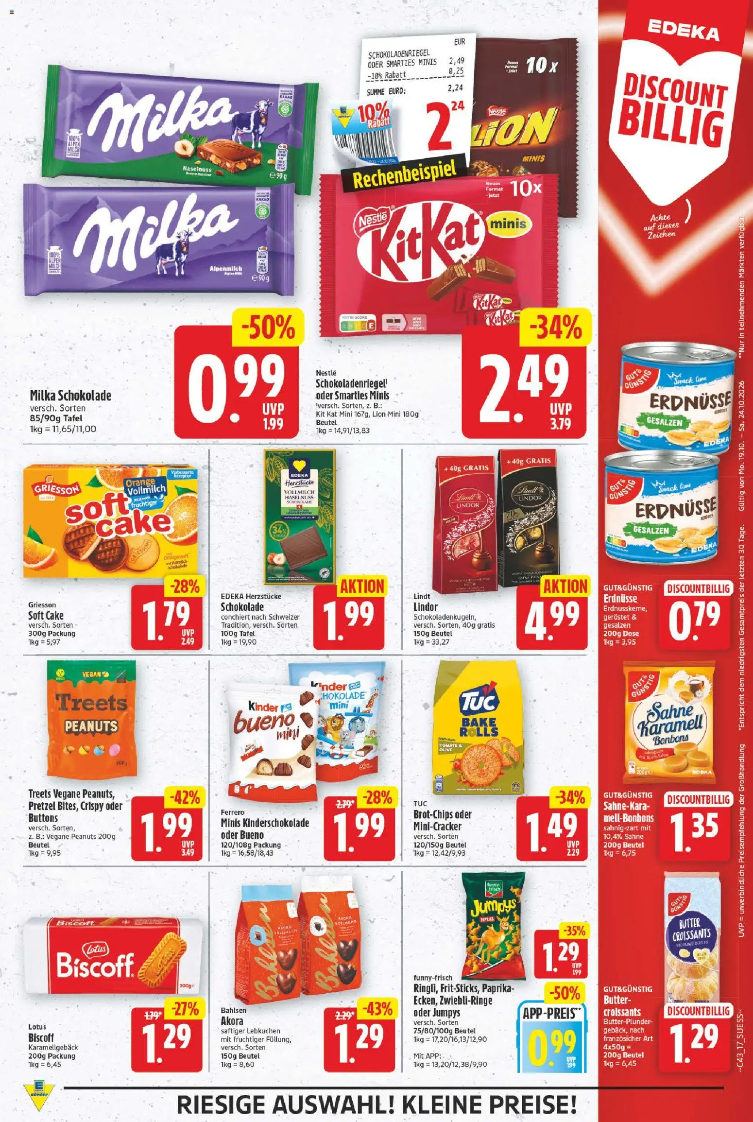 E center Prospekt – gültig ab 19.10.2026 | Seite: 19 | Produkte: Erdnüsse, Lindor, Paprika, Sahne