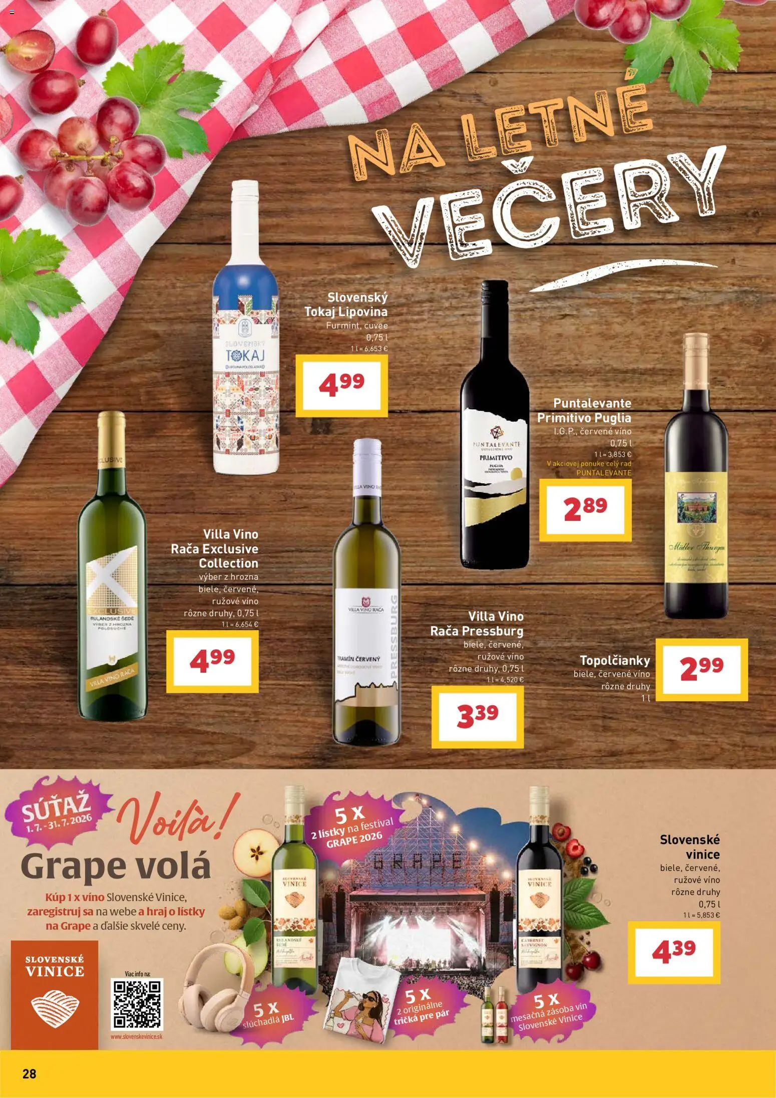 Nové Billa akcie – leták je platný od 08.07.2026 | Strana: 28 | Produkty: Slúchadlá, Víno, Rúžové víno