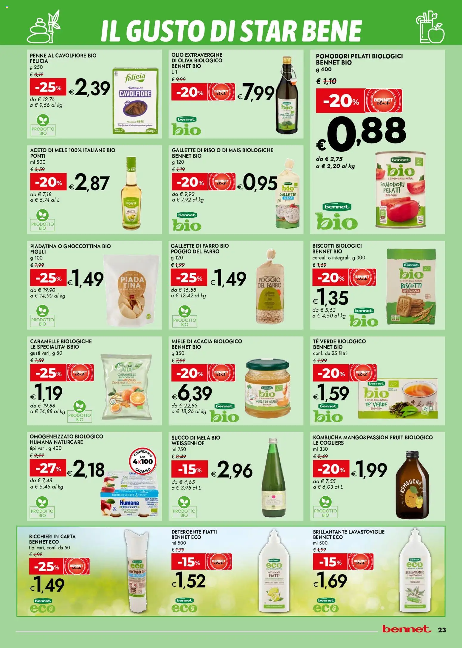 Volantino bennet del 30/07/2026 | Pagina: 23 | Prodotti: Succo, Tè, Lavastoviglie, Arancia