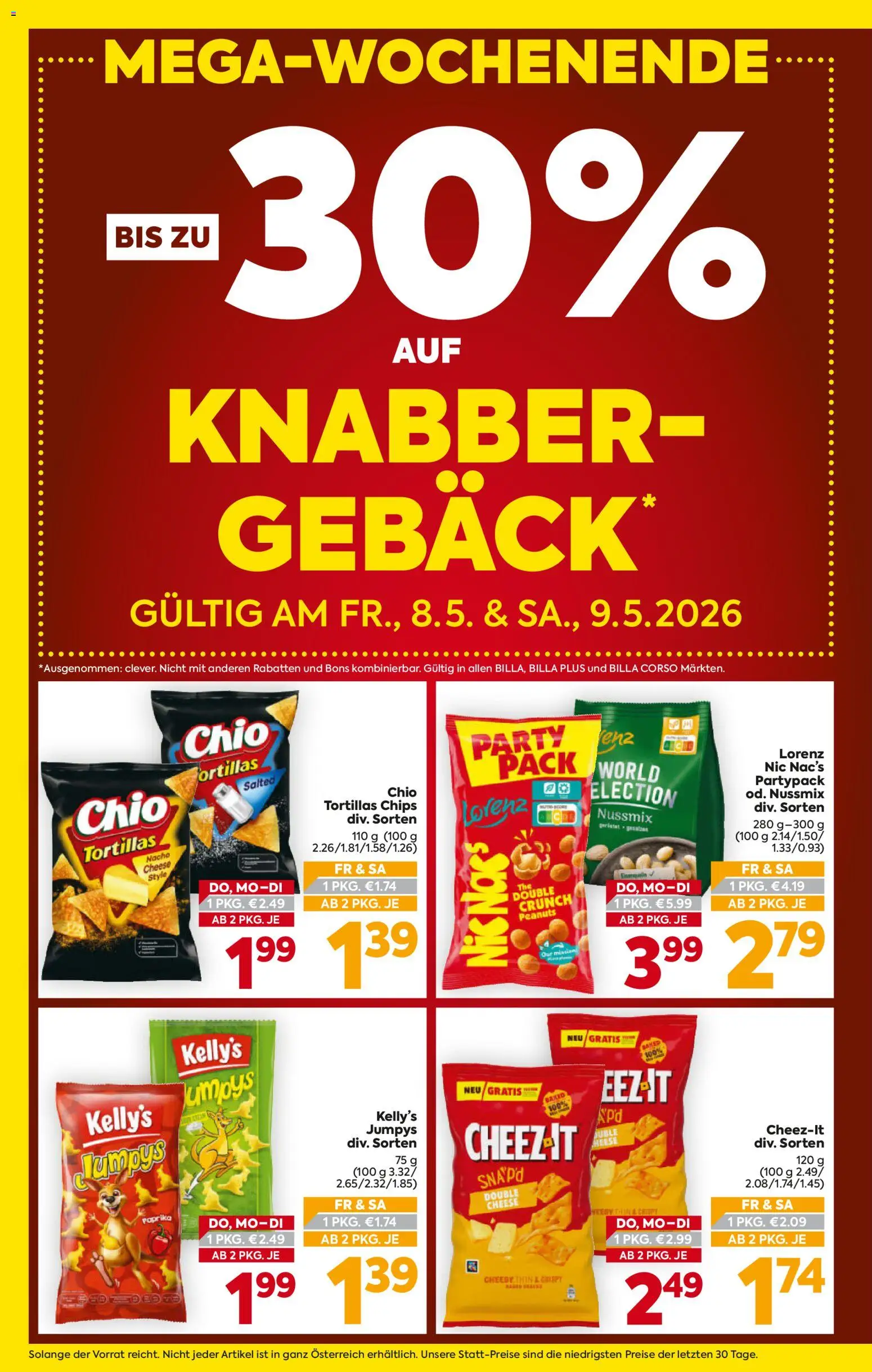 Billa AT akciós ujság - amely érvényes a következő dátumtól: 07.05.2026 | Oldal: 2 | Termékek: Chips