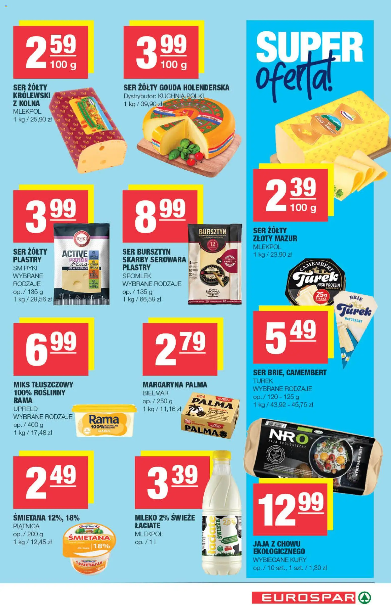 Spar gazetka - Eurospar od 17.06.2026 | Strona: 5 | Produkty: Ser żółty, Camembert, Margaryna, Mleko