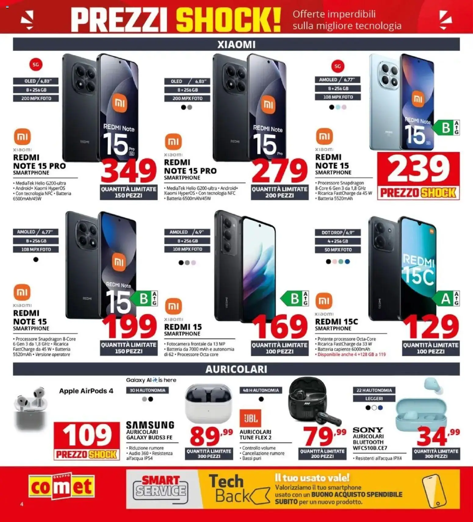 Volantino Comet del 23.04.2026 | Pagina: 4 | Prodotti: Xiaomi, Smartphone, Batteria, Samsung