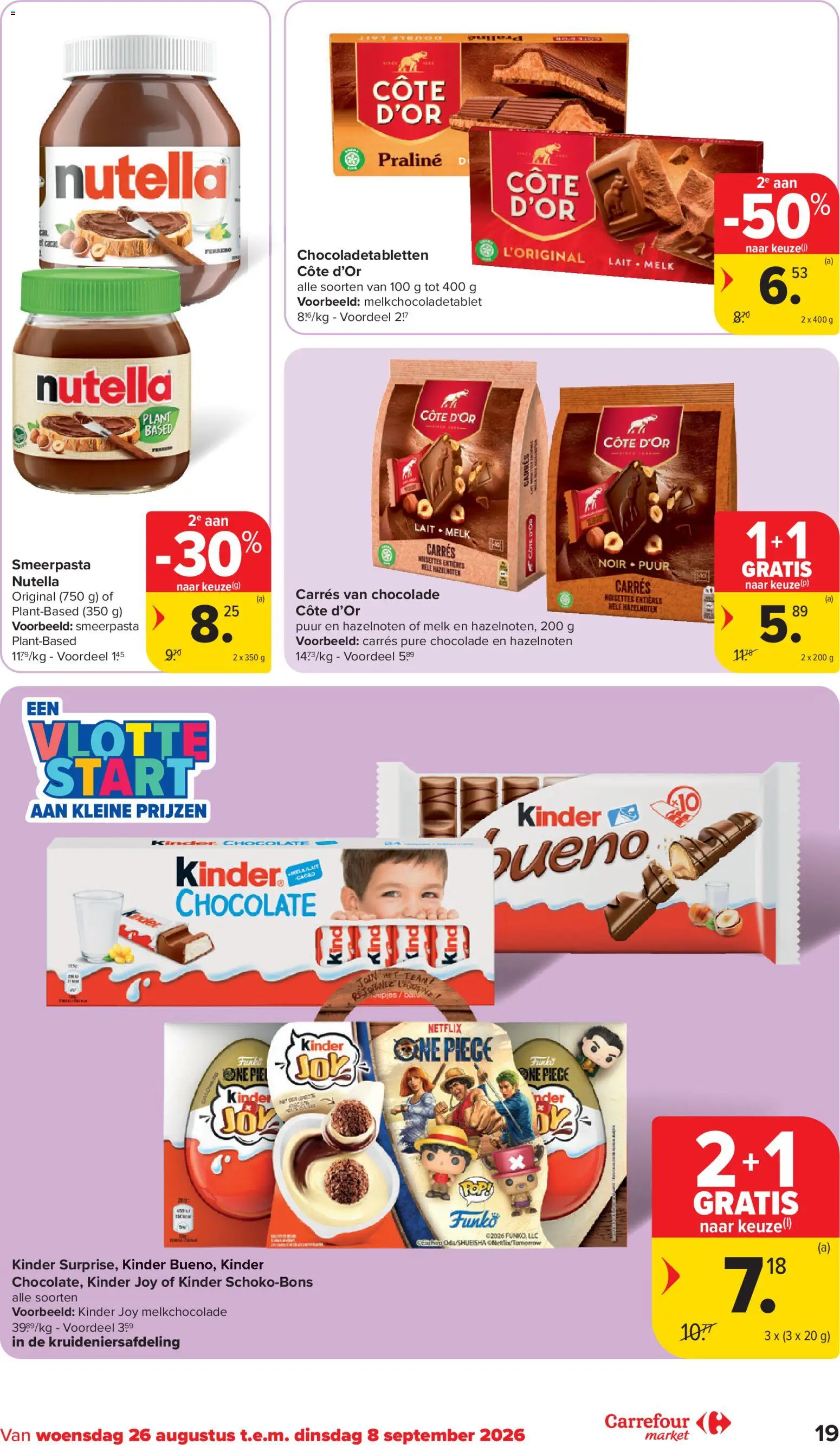 {H1} | Pagina: 19 | Producten: Cacao, Kinder, Melk, Chocolade