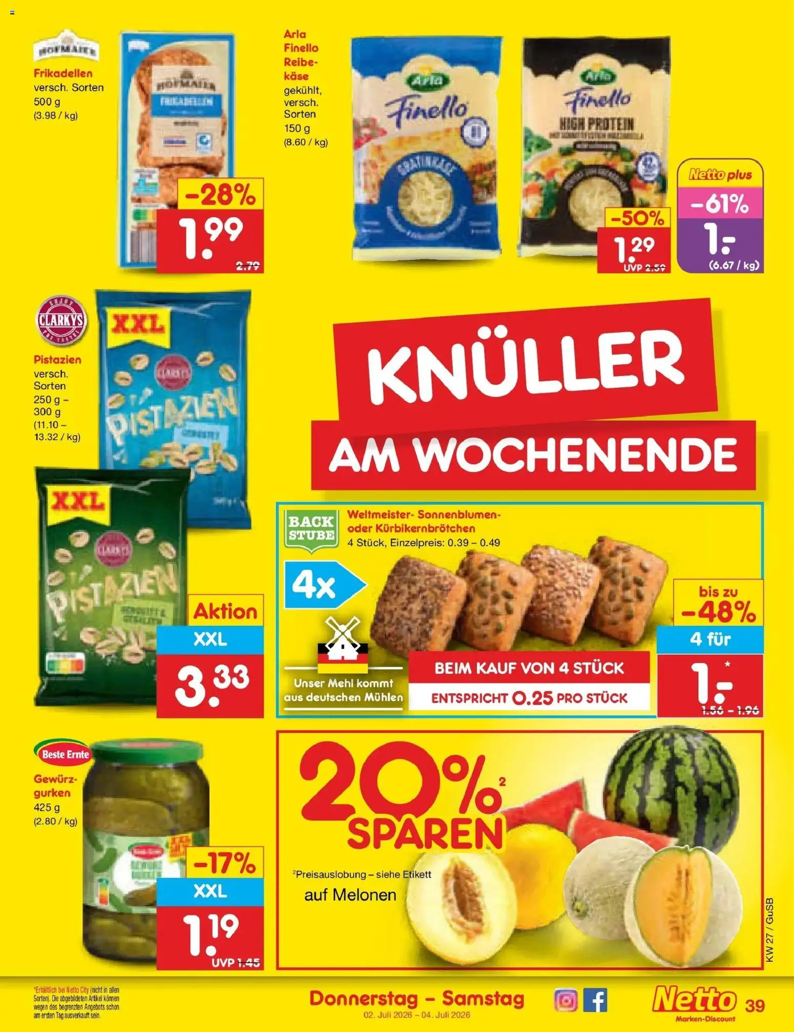 Netto Marken-Discount Prospekt Machern – gültig ab 29.06.2026 | Seite: 57 | Produkte: Mehl, Käse, Pistazien, Gurken