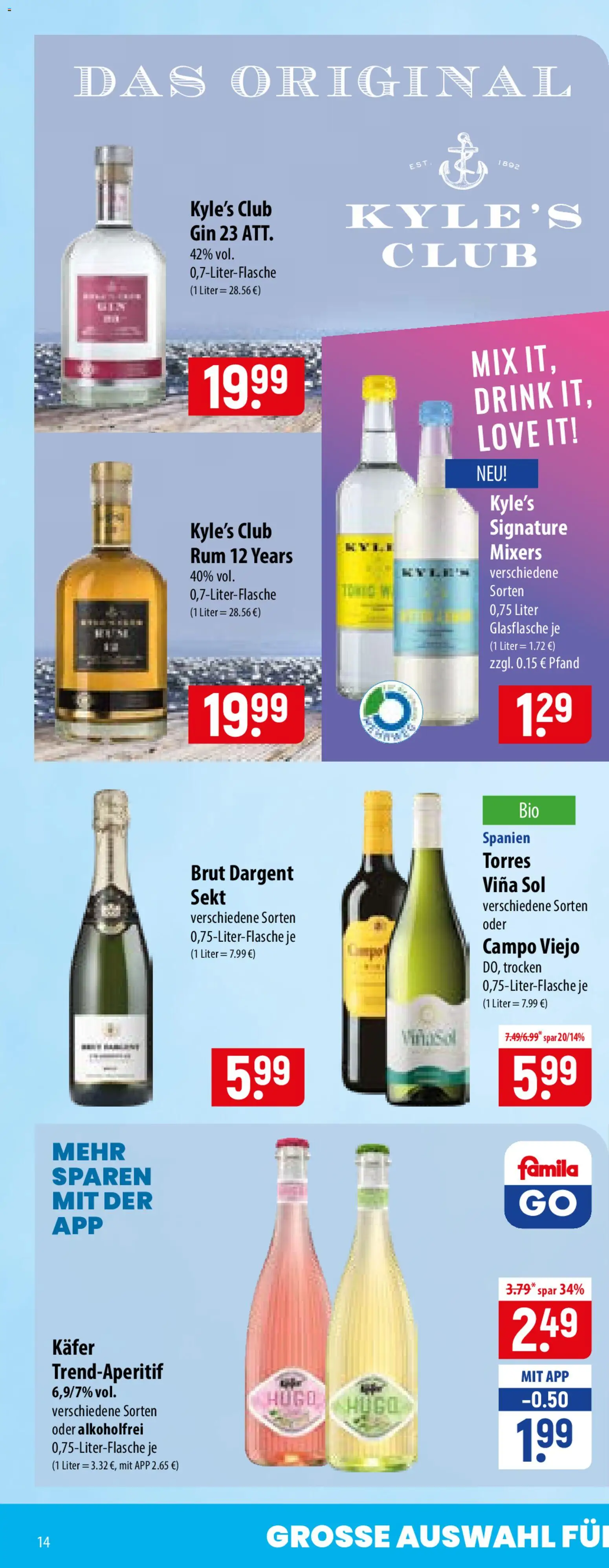 Famila Prospekt – gültig ab 13.07.2026 | Seite: 26 | Produkte: Sekt, Brut dargent, Gin, Hugo