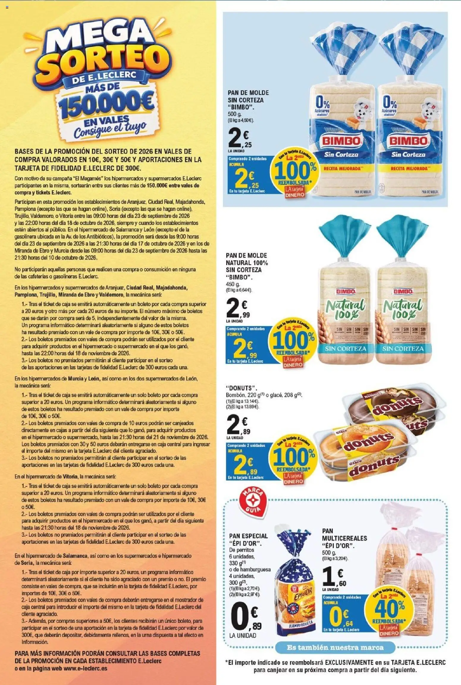 E.Leclerc - Pamplona │ válido desde el 23/09/2026 | Página: 2 | Productos: Pan de molde, Hamburguesa, Donuts, Caja