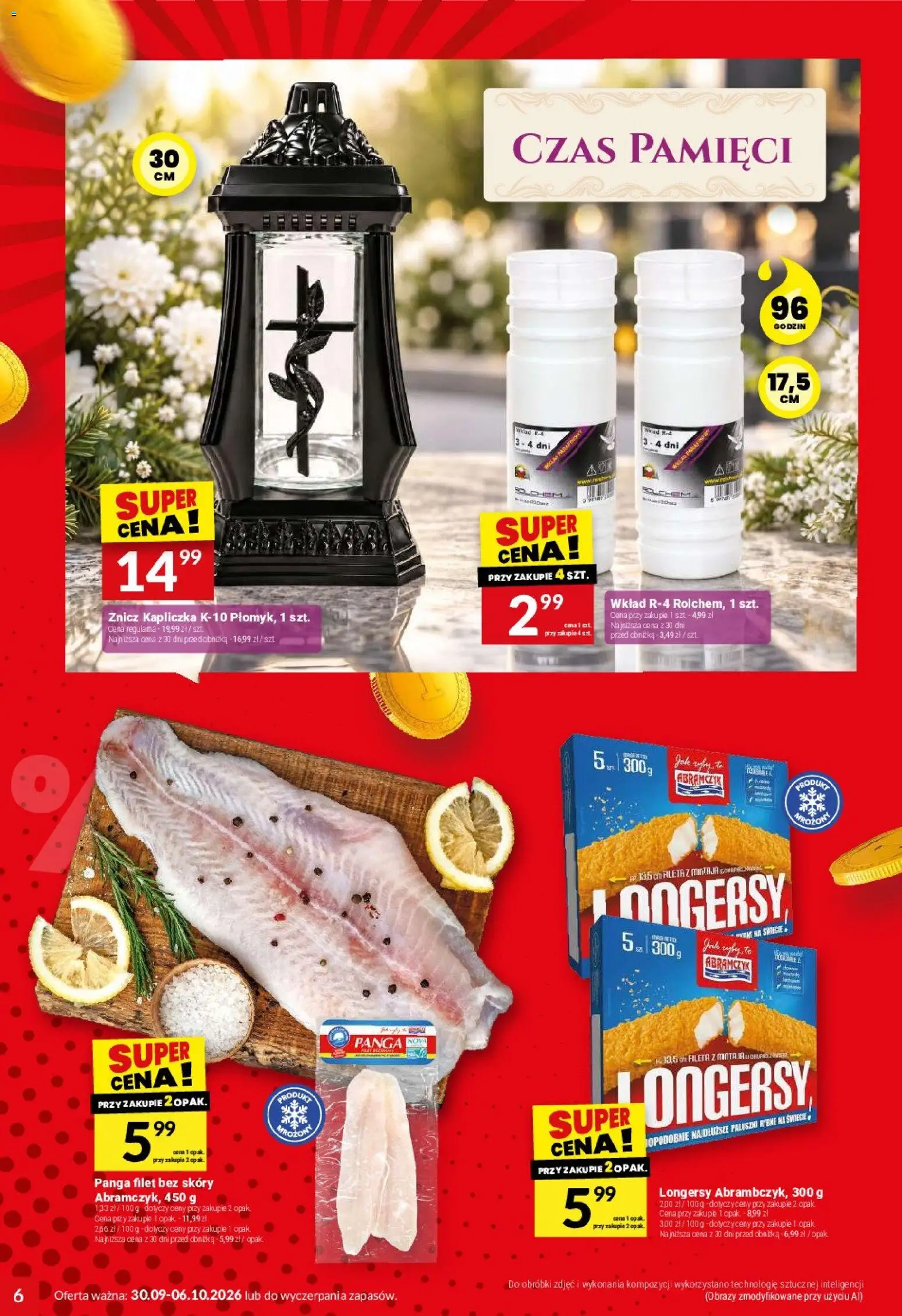 Twój Market gazetka od 30.09.2026 | Strona: 6 | Produkty: Znicz kapliczka, Filet, Paluszki