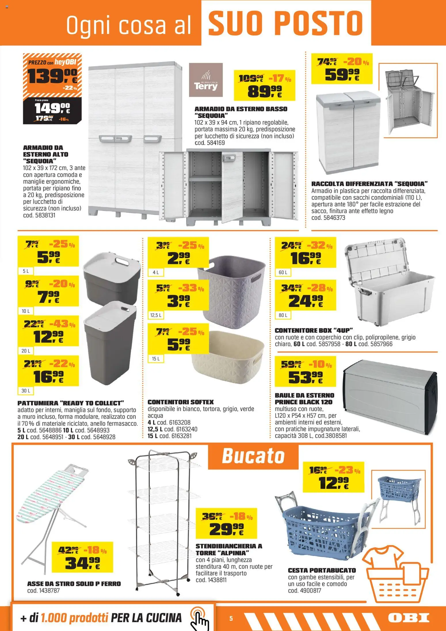 Volantino OBI del 30/07/2026 | Pagina: 5 | Prodotti: Ripiano, Anello, Baule, Contenitore