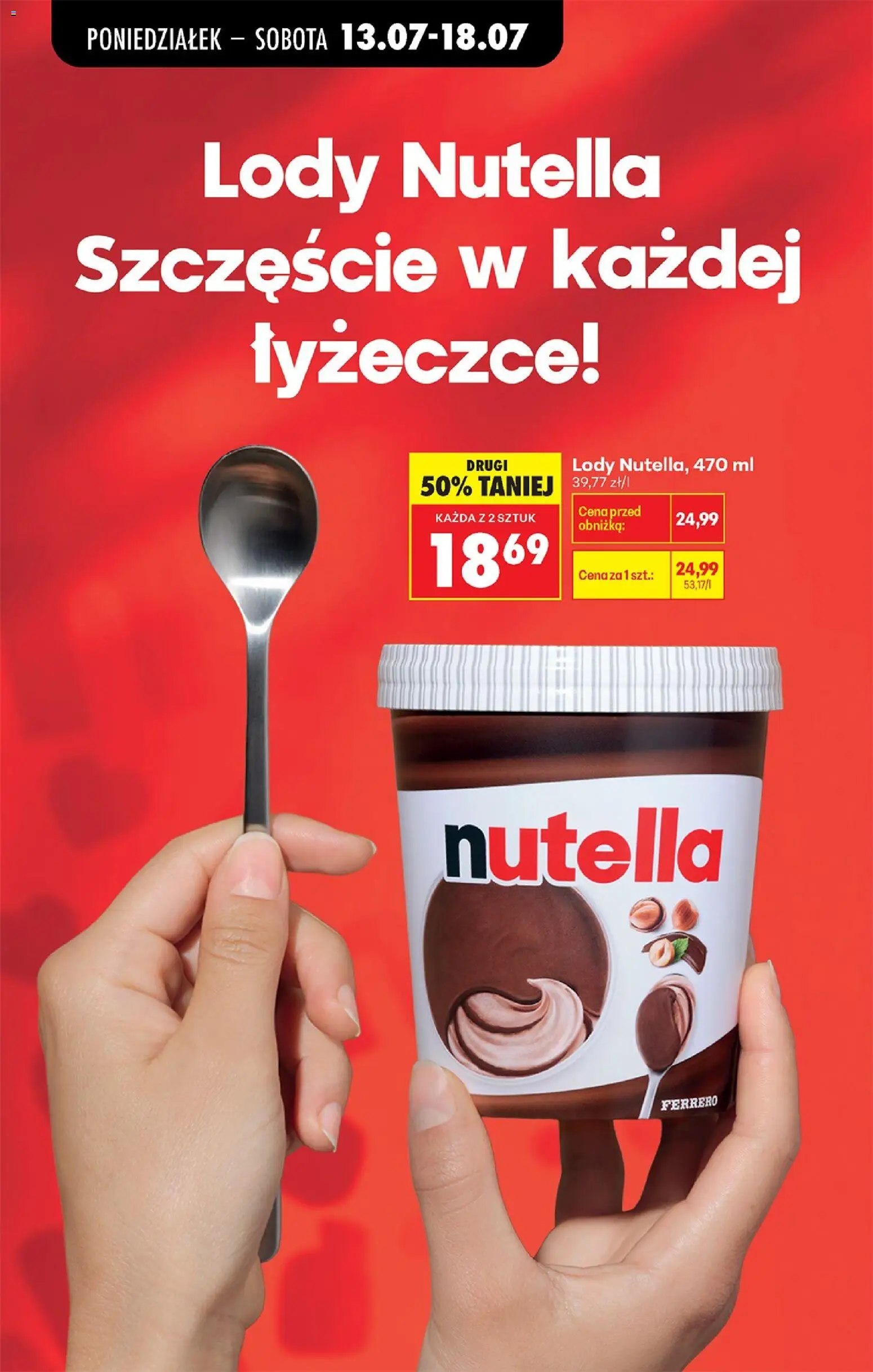 Biedronka gazetka od poniedziałku od 13.07.2026 | Strona: 56 | Produkty: Nutella, Lody