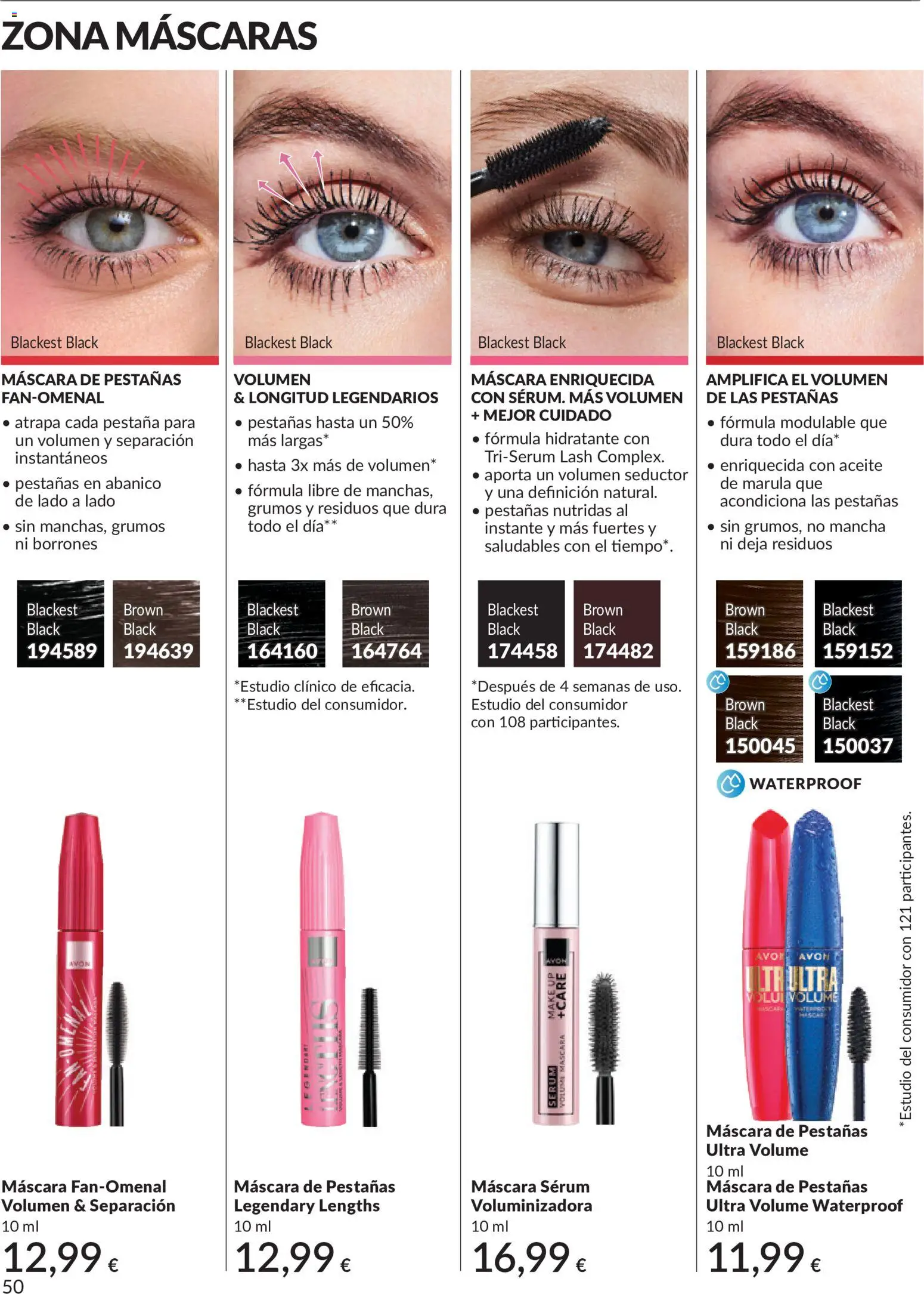 Catálogo AVON campaña 6 │ válido desde el 01.06.2026 | Página: 50 | Productos: Máscara, Sérum, Aceite, Máscara de pestañas