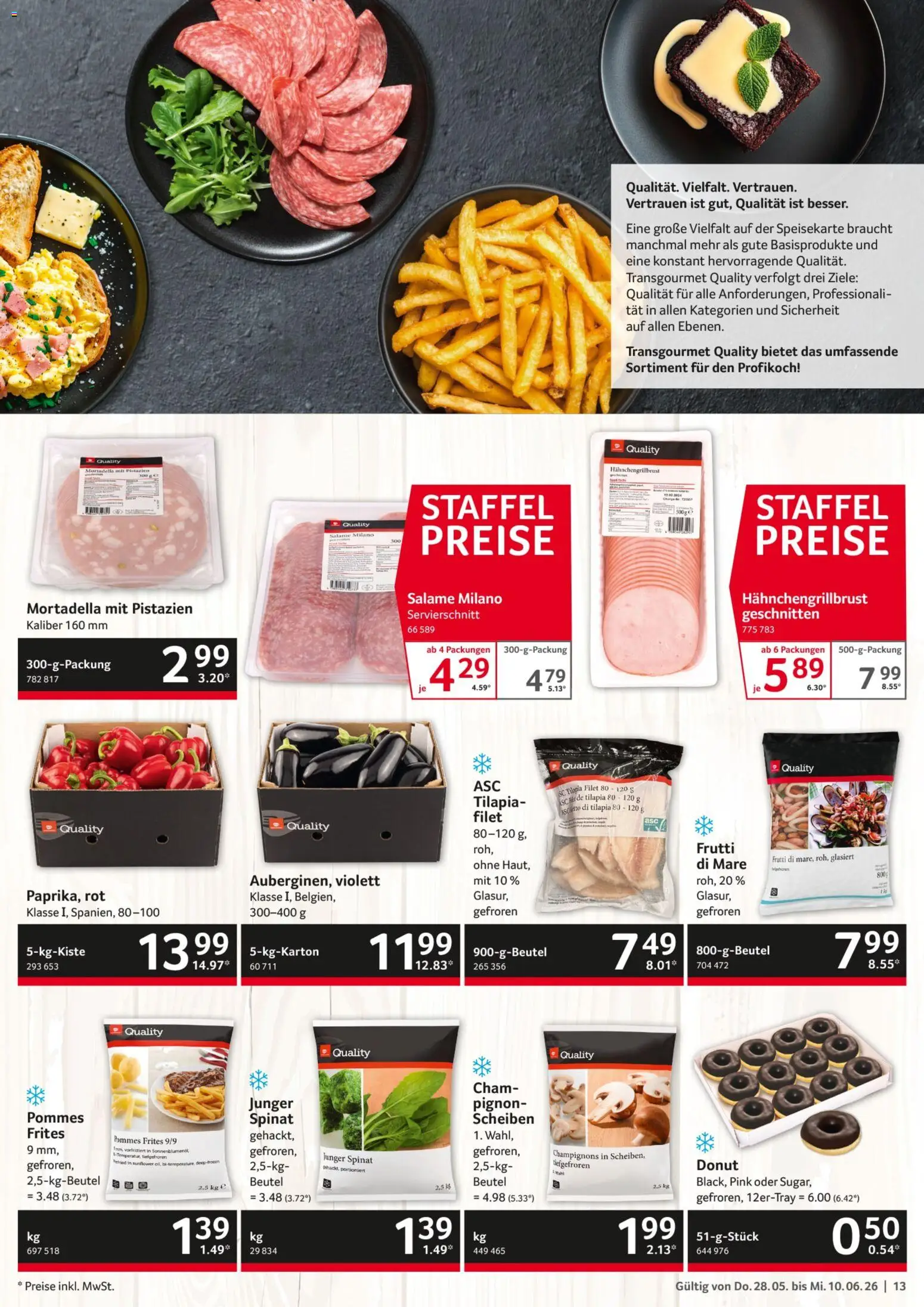 Selgros Gastronomie – gültig ab 28.05.2026 | Seite: 13 | Produkte: Pommes, Pommes frites, Pistazien, Champignons