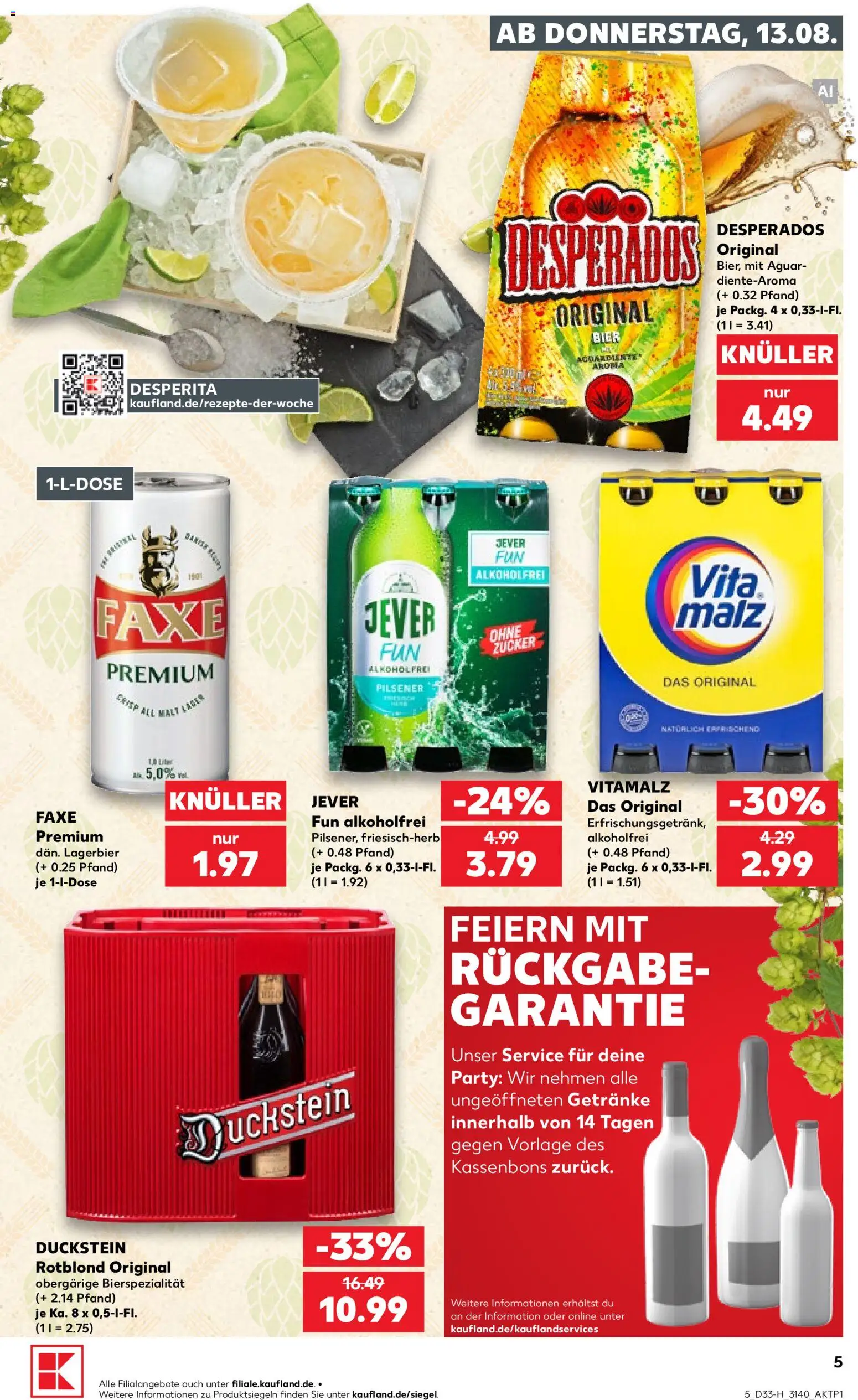 Kaufland Prospekt Leipzig – gültig ab 13.08.2026 | Seite: 5 | Produkte: Bier, Zucker, Jever, Desperados