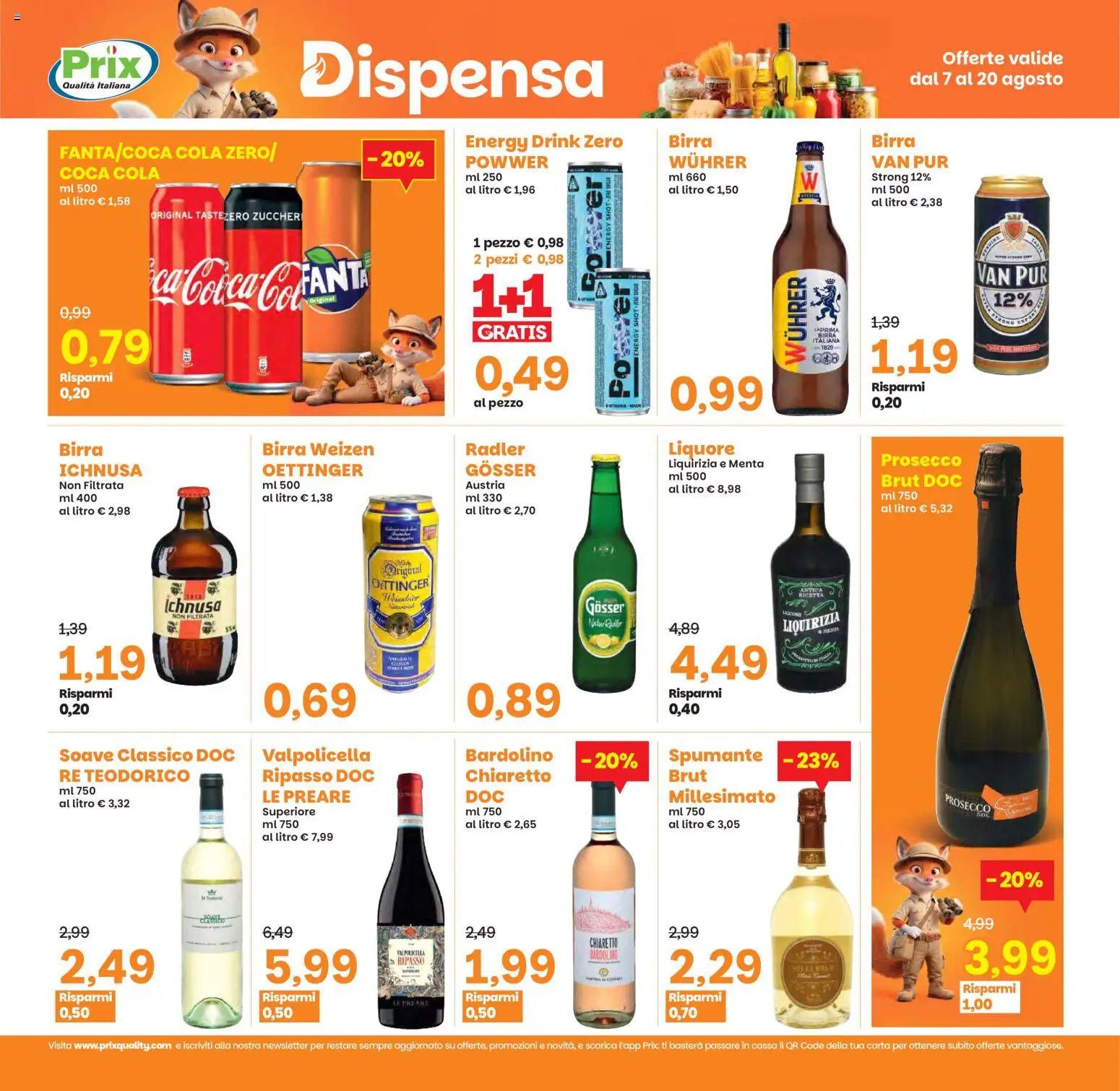 Volantino Prix del 07/08/2026 | Pagina: 16 | Prodotti: Birra, Menta, Liquore, Coca Cola