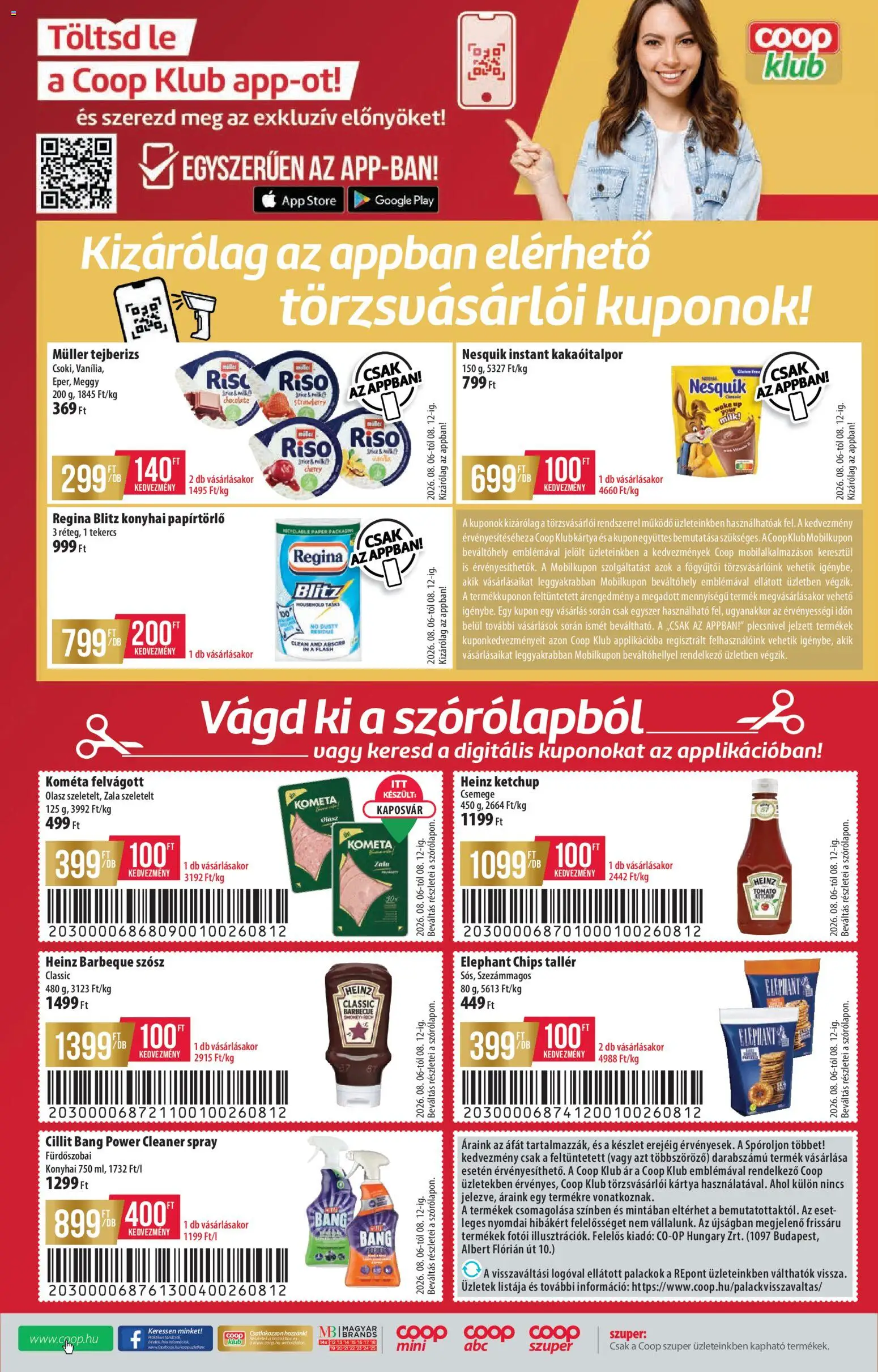 COOP akciós ujság - amely érvényes a következő dátumtól: 2026.08.06. | Oldal: 16 | Termékek: Papírtörlő, Meggy, Nesquik, Szósz