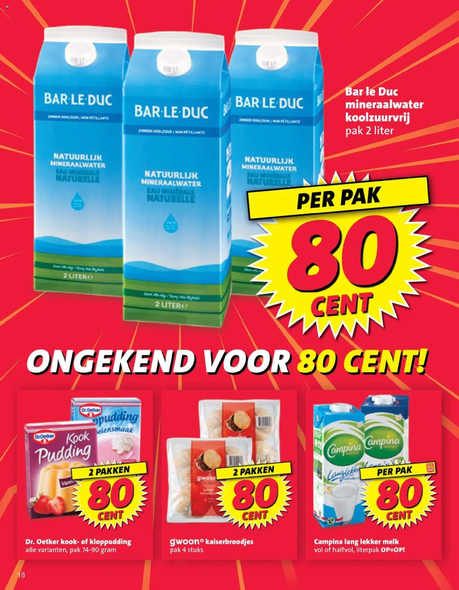 {H1} | Pagina: 18 | Producten: Melk, Pudding, Mineraalwater