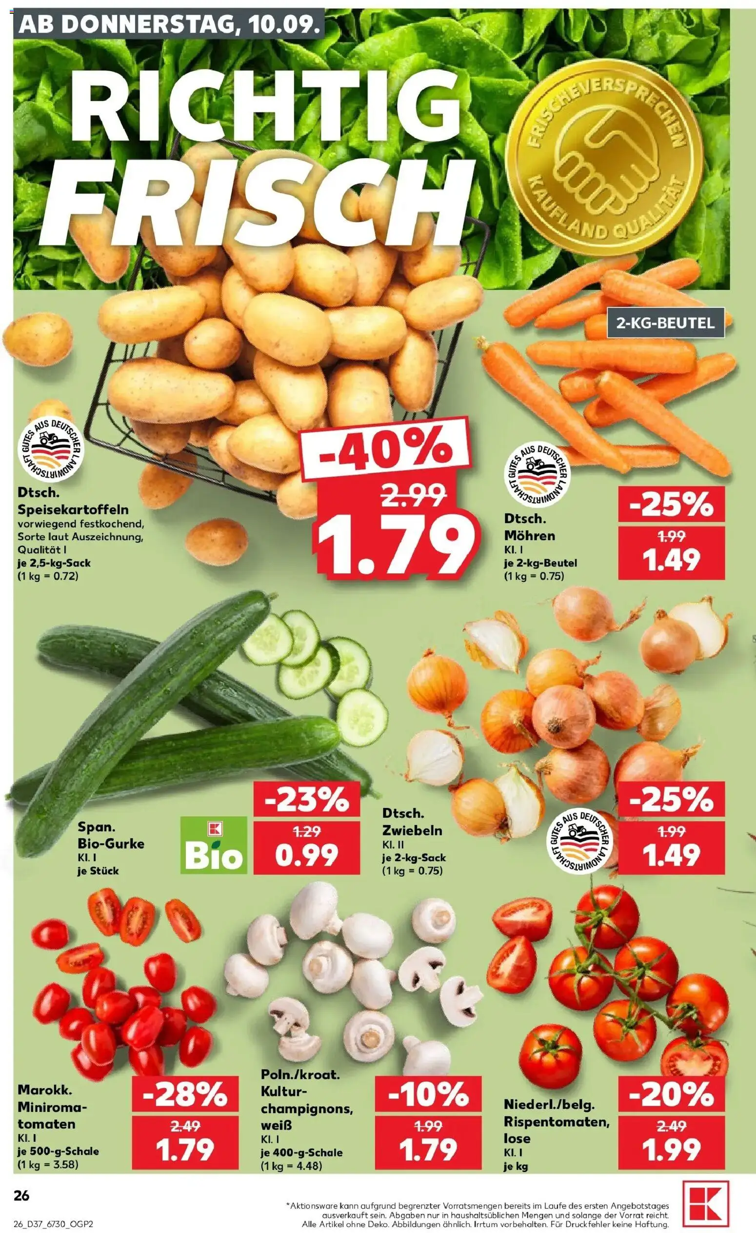 Prospekt Kaufland ab 07.09.2026 » Angebote Online zum Blättern | Seite: 43 | Produkte: Tomaten, Mohren, Zwiebeln, Lutscher