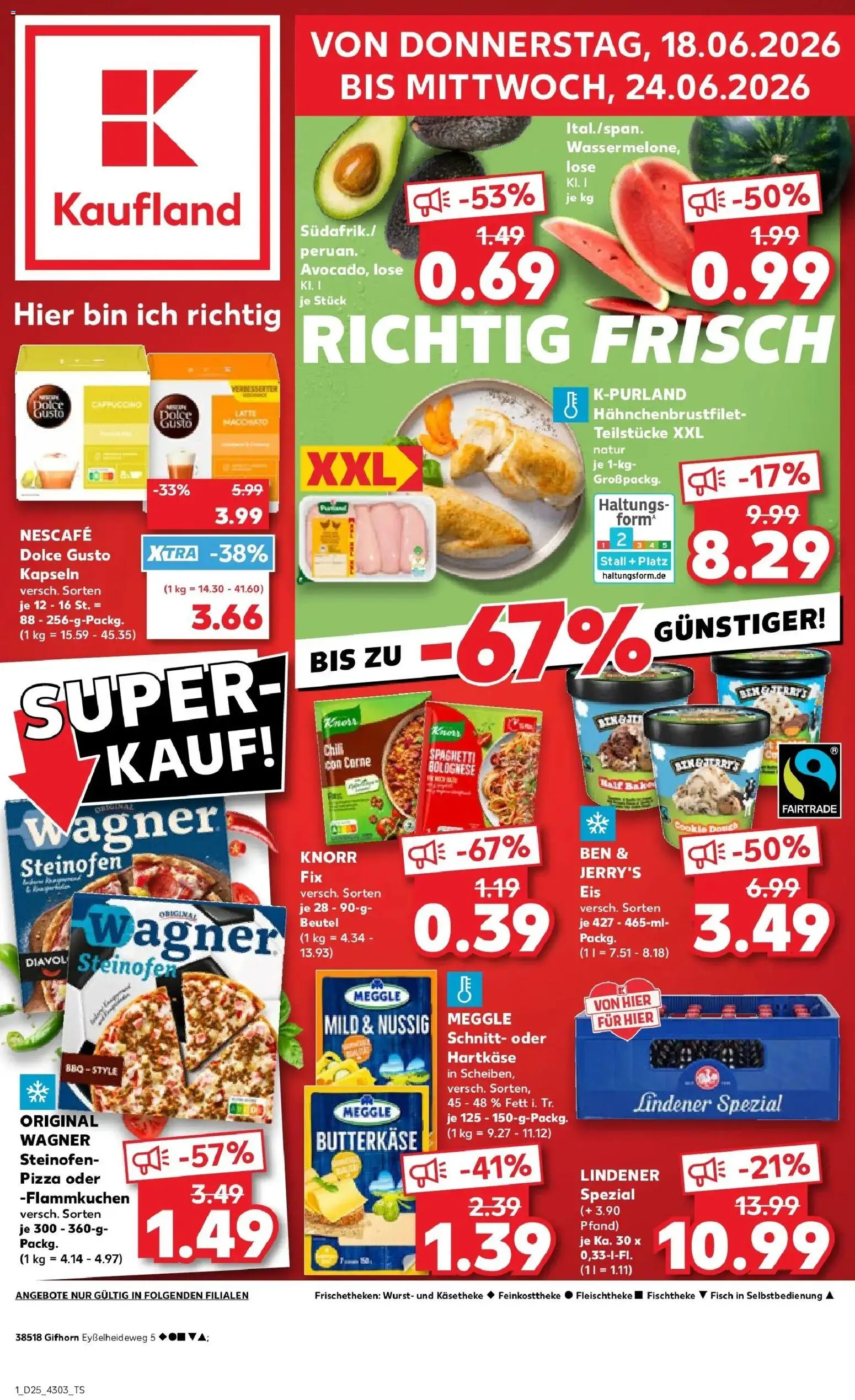Kaufland Prospekt Gifhorn – gültig ab 15.06.2026 | Seite: 12 | Produkte: Nescafe, Wurst, Dolce Gusto kapseln, Meggle butter