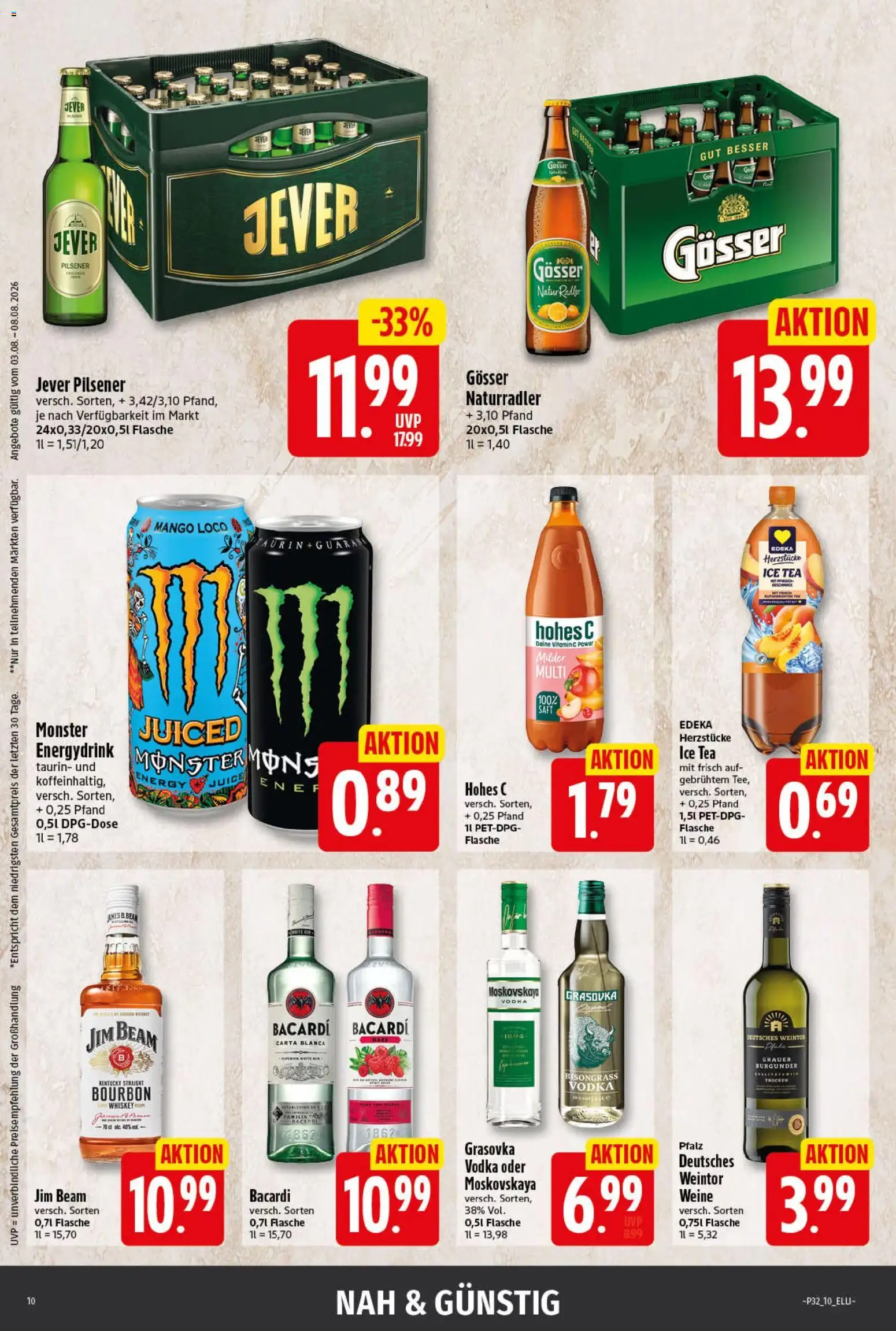 Elli Markt Prospekt Harsewinkel – gültig ab 03.08.2026 | Seite: 10 | Produkte: Jim beam, Monster, Mango, Vodka