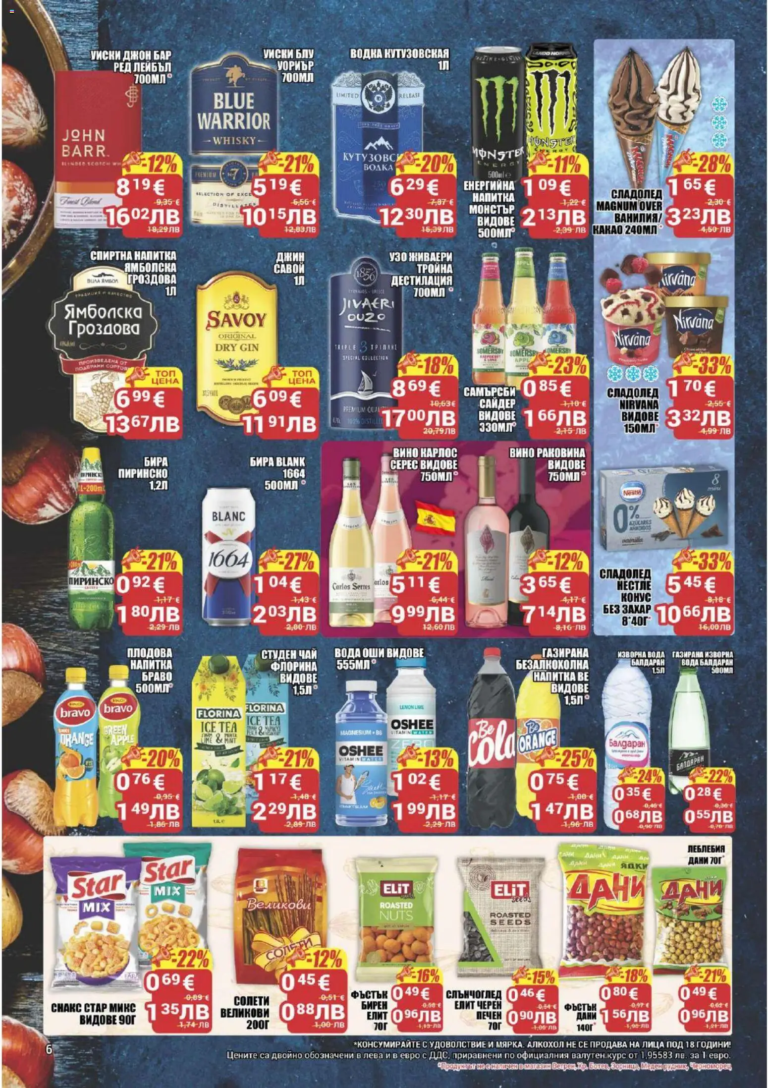 {H1} | Страница: 6 | Продукти: Джин, Ядки, Сладолед, Вино