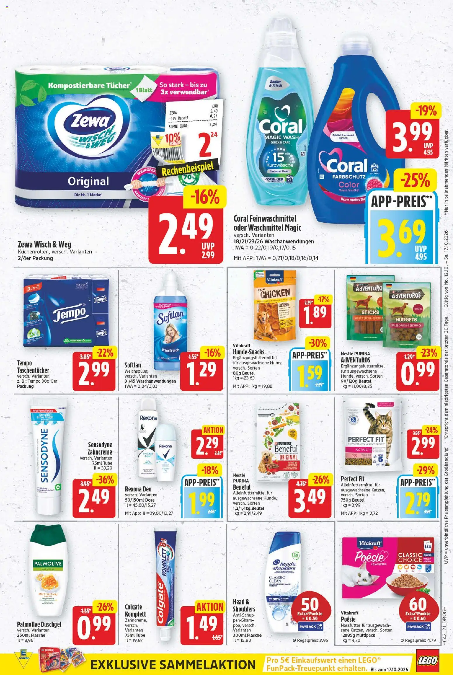 E center Prospekt – gültig ab 12.10.2026 | Seite: 21 | Produkte: Coral, Zewa, Duschgel, Waschmittel