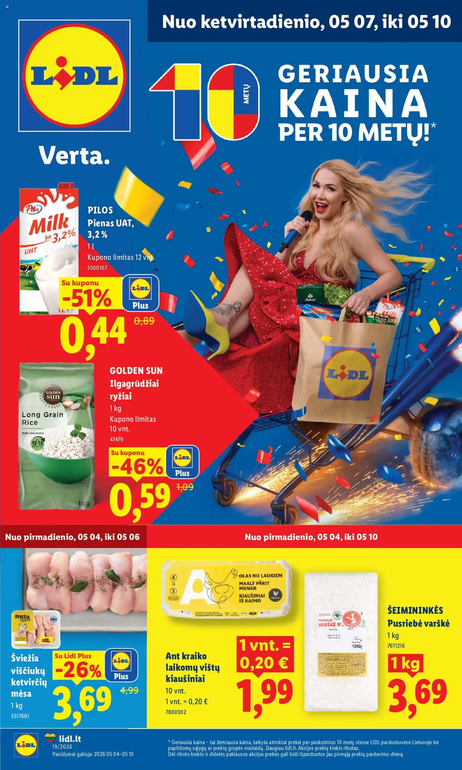 LIDL akcijos nuo 04.05.2026 | Puslapis: 1 | Prekių: Pienas, Kiaušiniai, Varškė, Kava