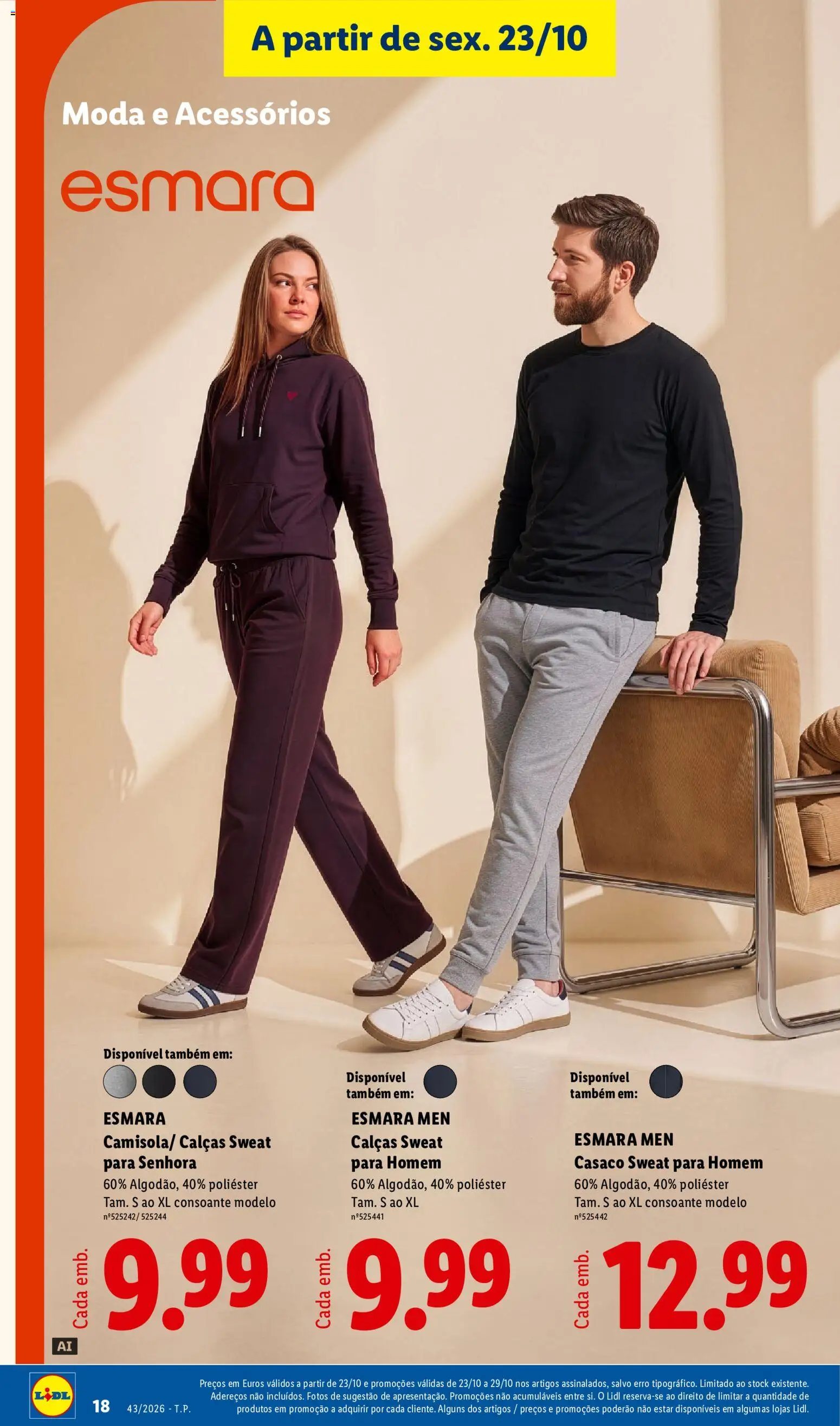Lidl Promoções Fim de Semana │ válido de 23/10/2026 | Página: 18 | Produtos: Casaco, Sweatshirt, Calças