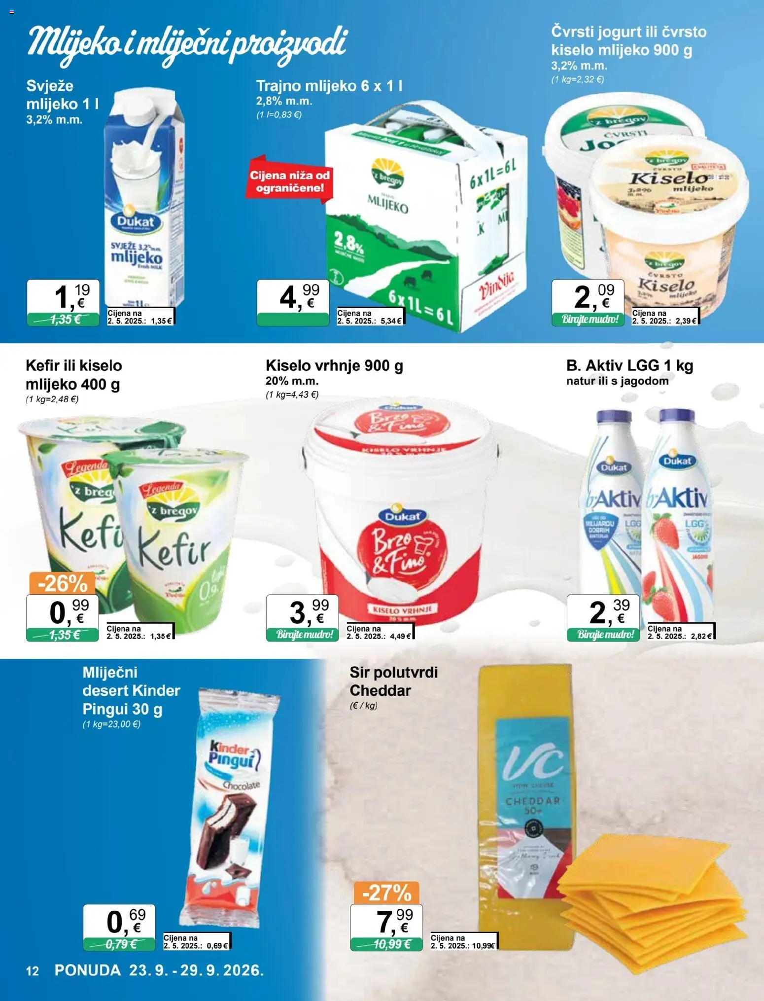 KTC katalog | vrijedi od 23.09.2026 | Stranica: 12 | Proizvodi: Cheddar, Mlijeko, Mliječni proizvodi, Desert