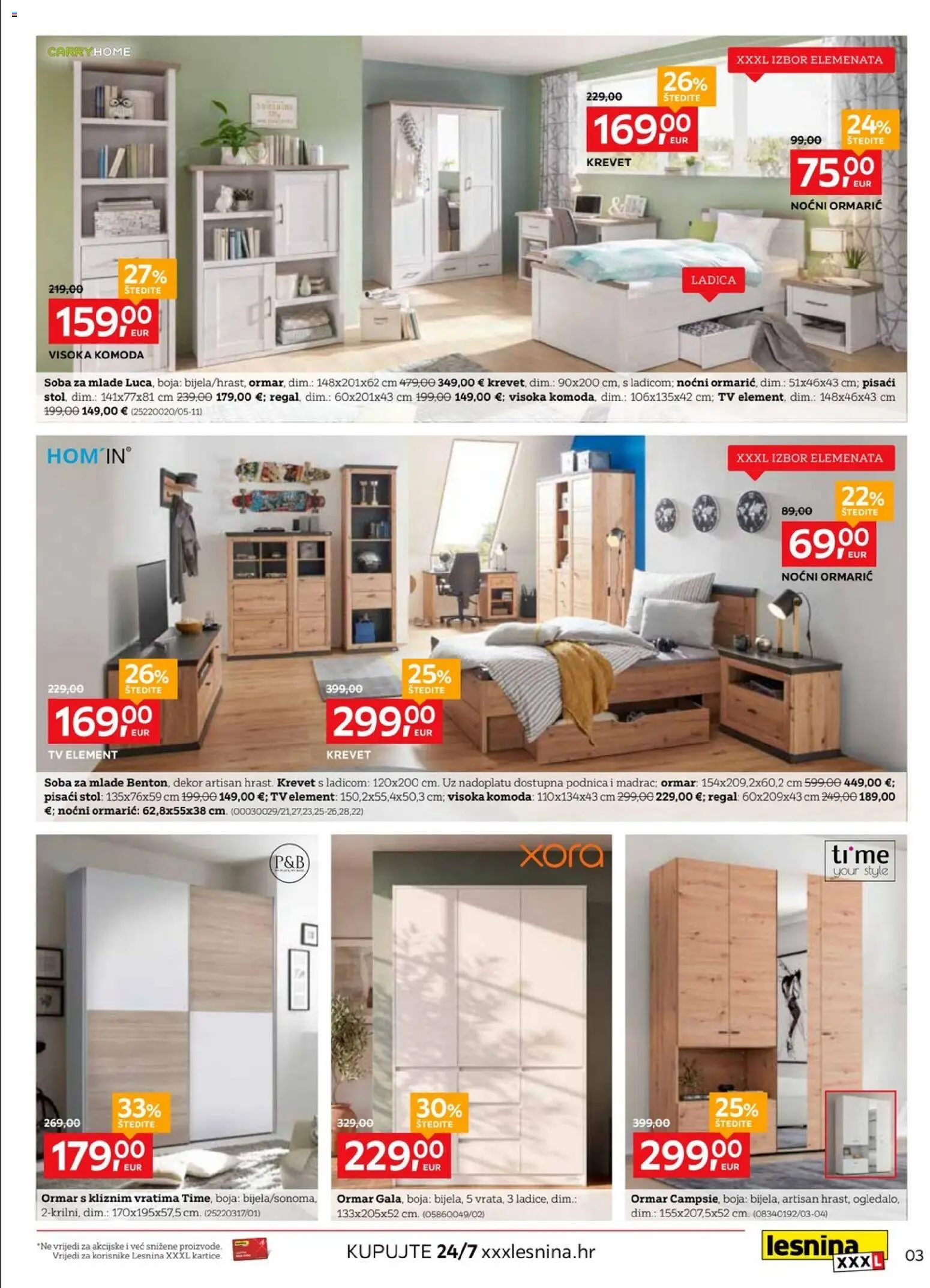 Lesnina katalog | vrijedi od 03.08.2026 | Stranica: 3 | Proizvodi: Ormar, Komoda, Noćni ormarić, Stol