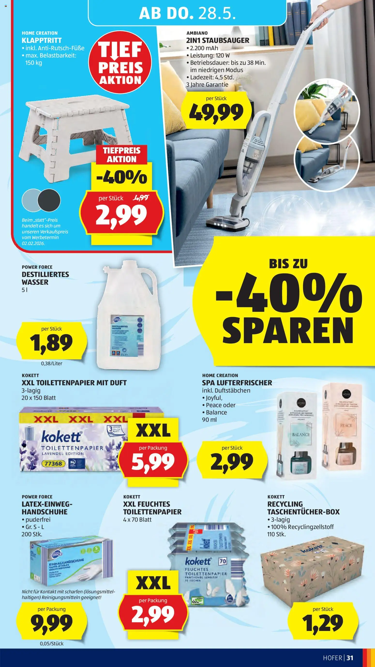 Hofer Flugblatt gültig ab 22.05.2026 | Seite: 37 | Produkte: Wasser, Handschuhe, Staubsauger, Duft
