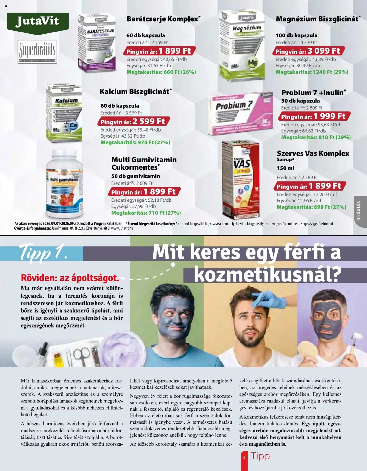 Pingvin Patika akciós ujság - amely érvényes a következő dátumtól: 2026.09.01. | Oldal: 3 | Termékek: Magnézium, Jar, Vas, Bor