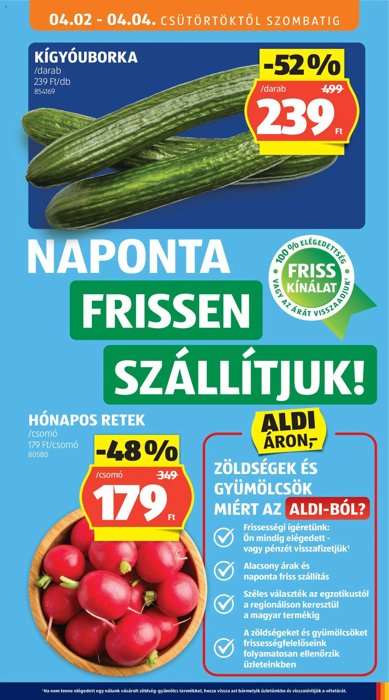Aldi akciós ujság - amely érvényes a következő dátumtól: 2026.04.02. | Oldal: 37 | Termékek: Kígyóuborka, Retek