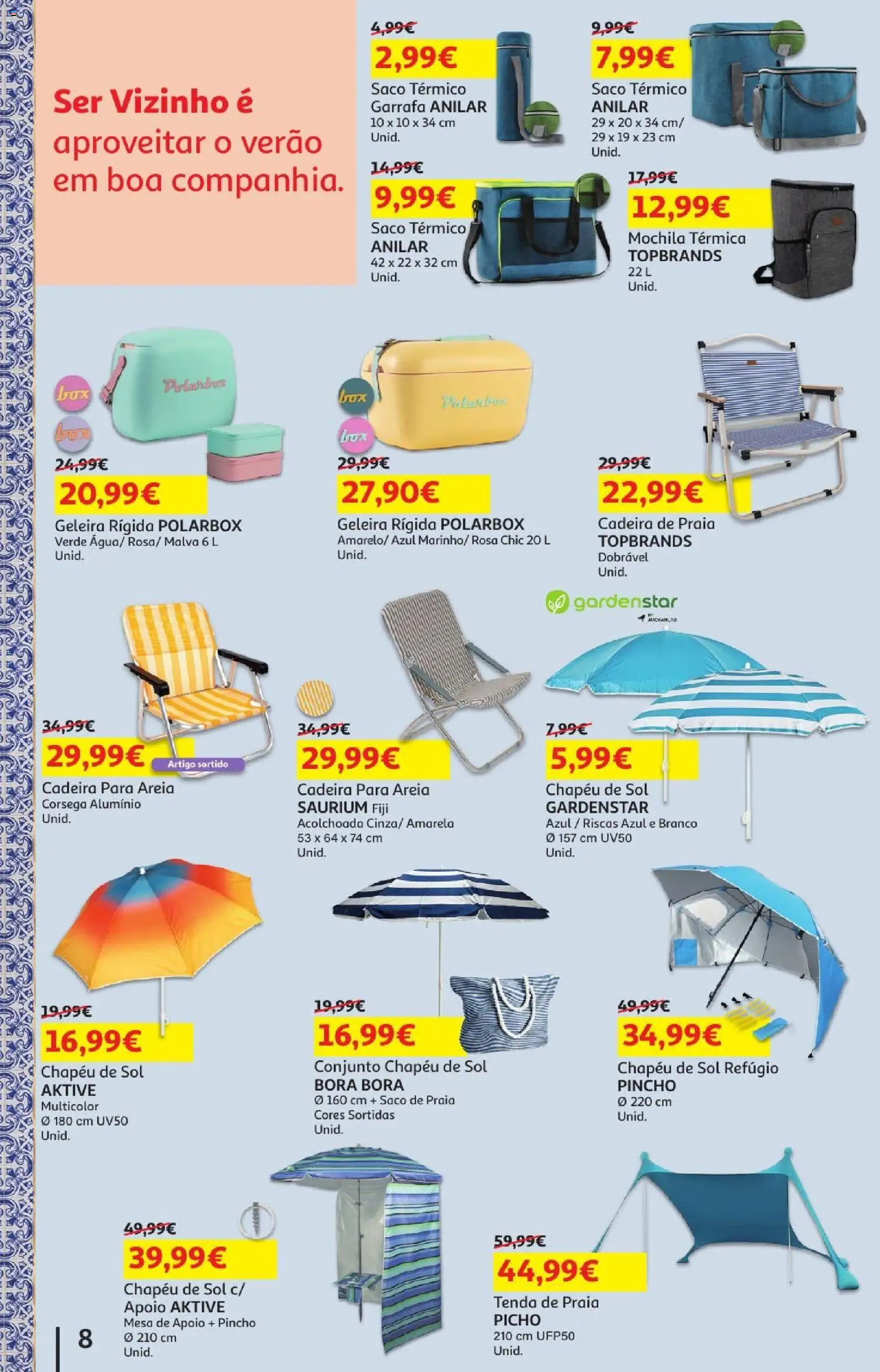 Auchan - Férias de Verão  Casa Verão │ válido de 22/07/2026 | Página: 8 | Produtos: Tenda, Areia, Cadeira de praia, Cadeira