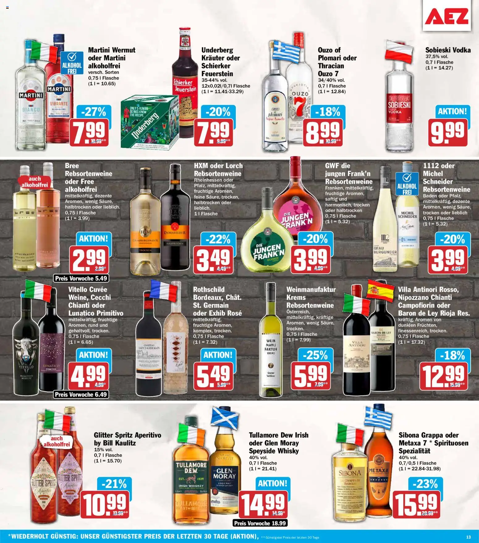 AEZ Prospekt – gültig ab 14.09.2026 | Seite: 13 | Produkte: Bree, Alkohol, Vodka, Whiskey