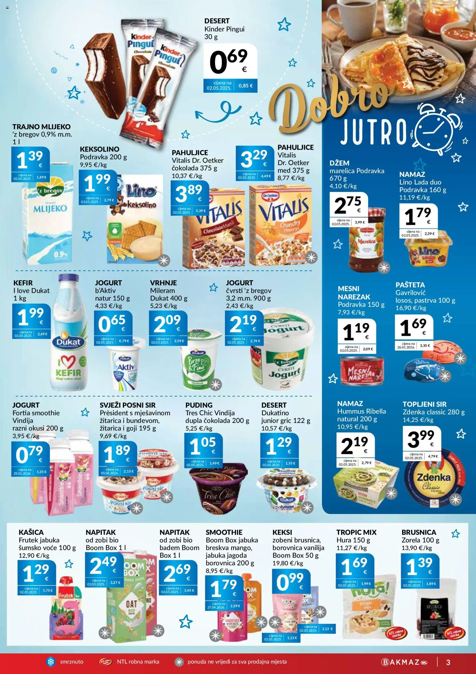 Bakmaz katalog | vrijedi od 15.07.2026 | Stranica: 3 | Proizvodi: Vindija, Pastrva, Pašteta, Jabuka